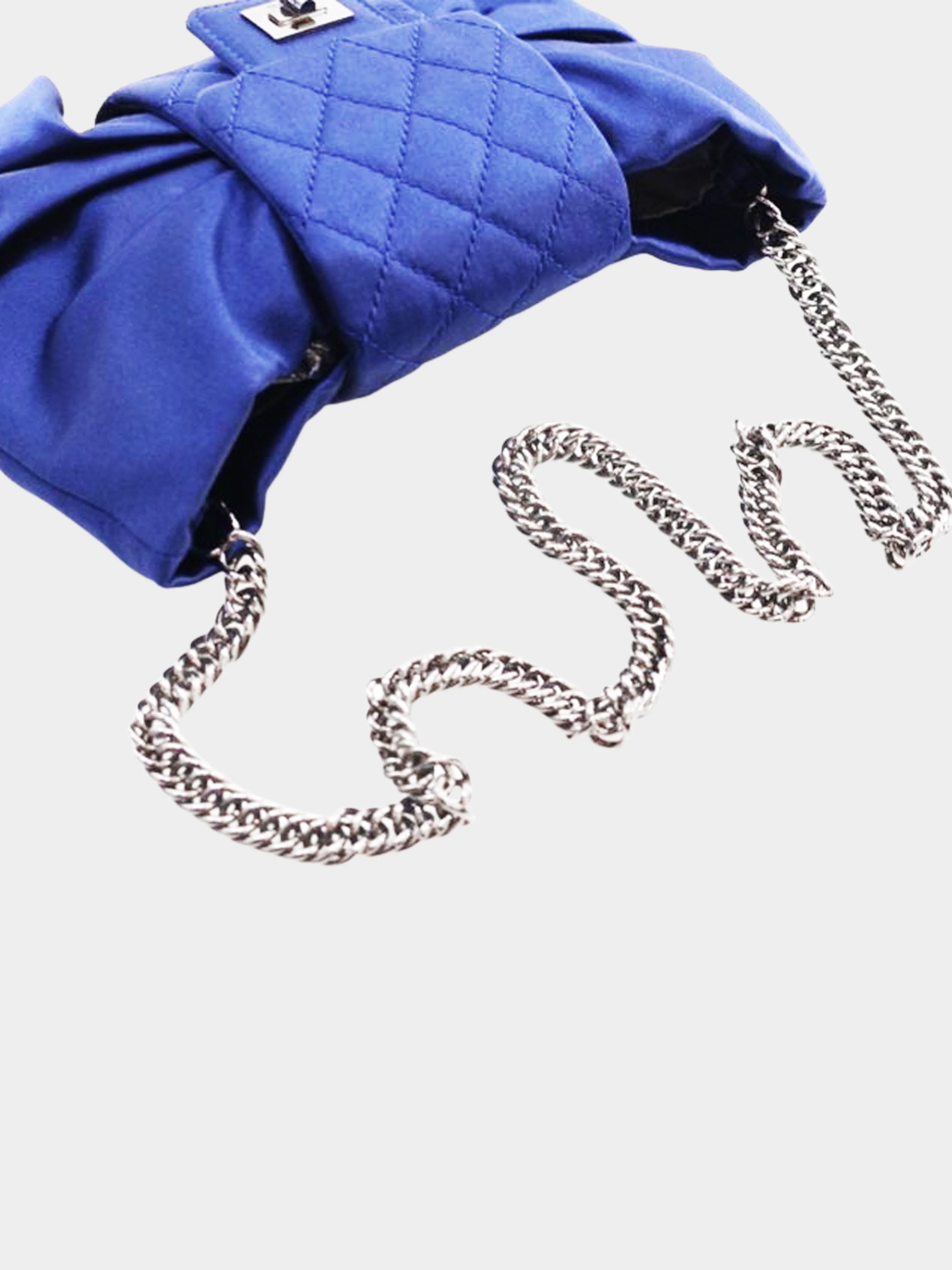 Chanel 2008-2009 Blue Satin Evening Bow Bag - Image 5