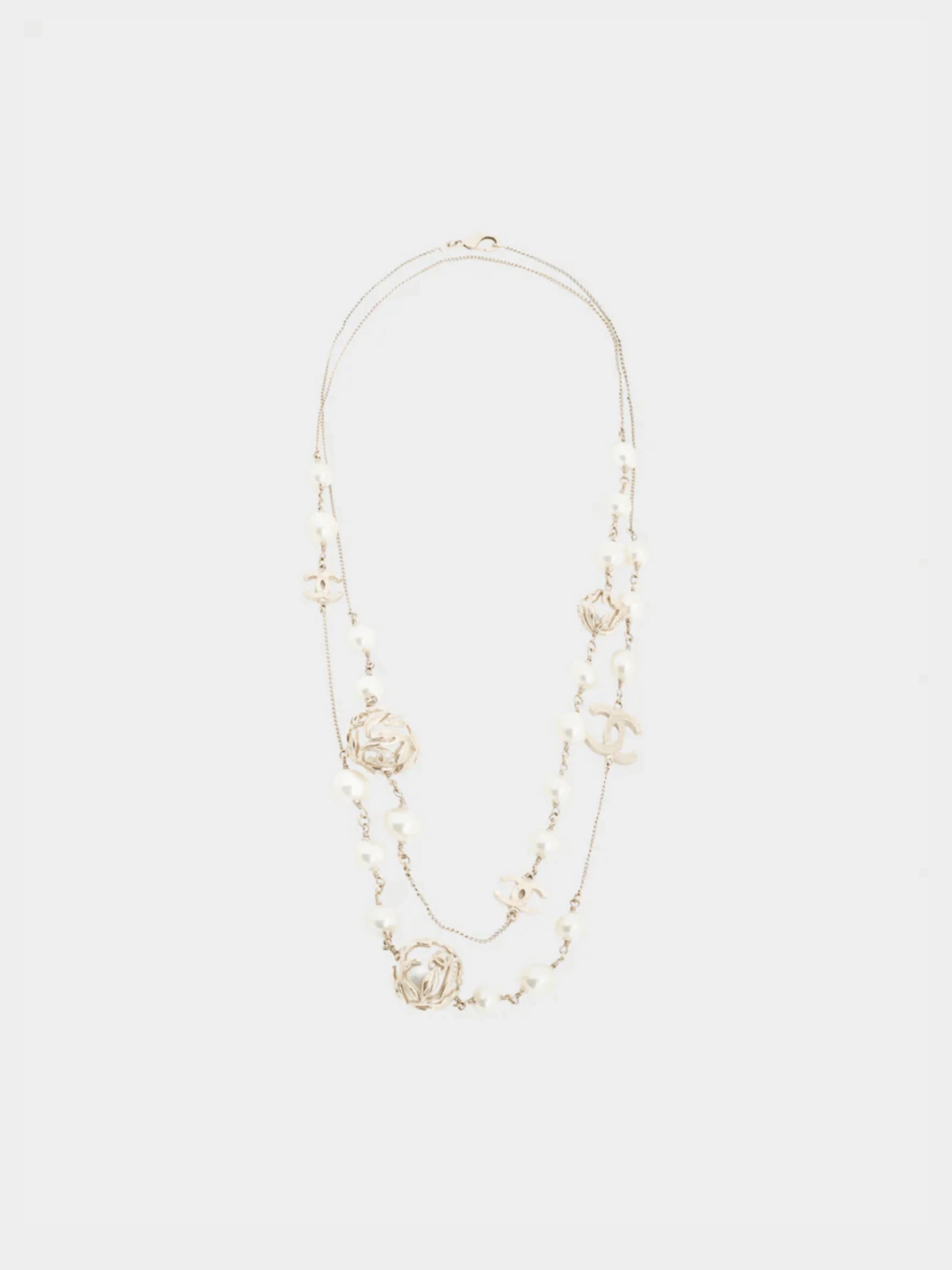 Chanel 2009 Métiers d’Art Gold-Tone Multi CC Double Wrap Long Chain Necklace