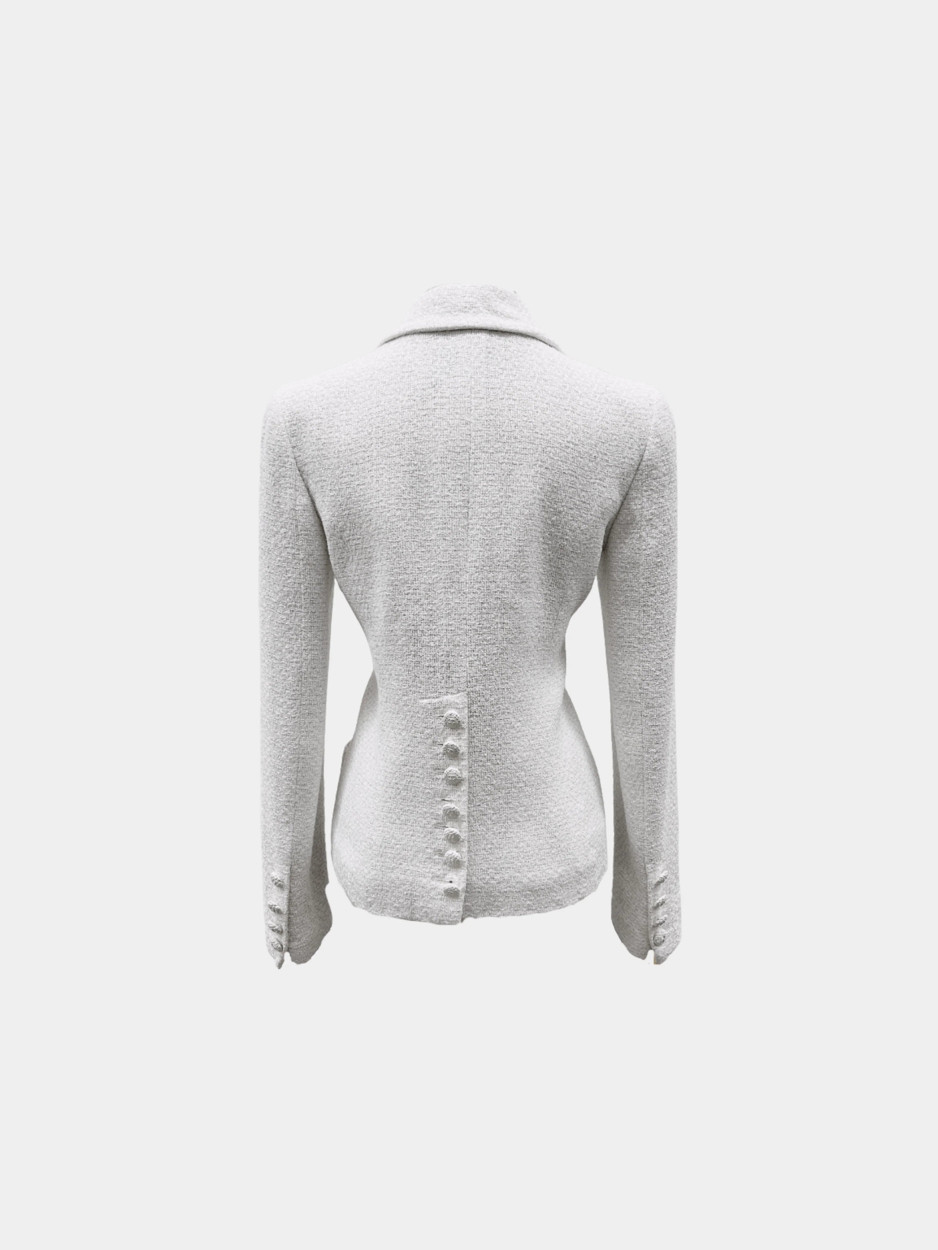 Chanel 2009 White Tweed Jacket with Silver Thread - Image 2