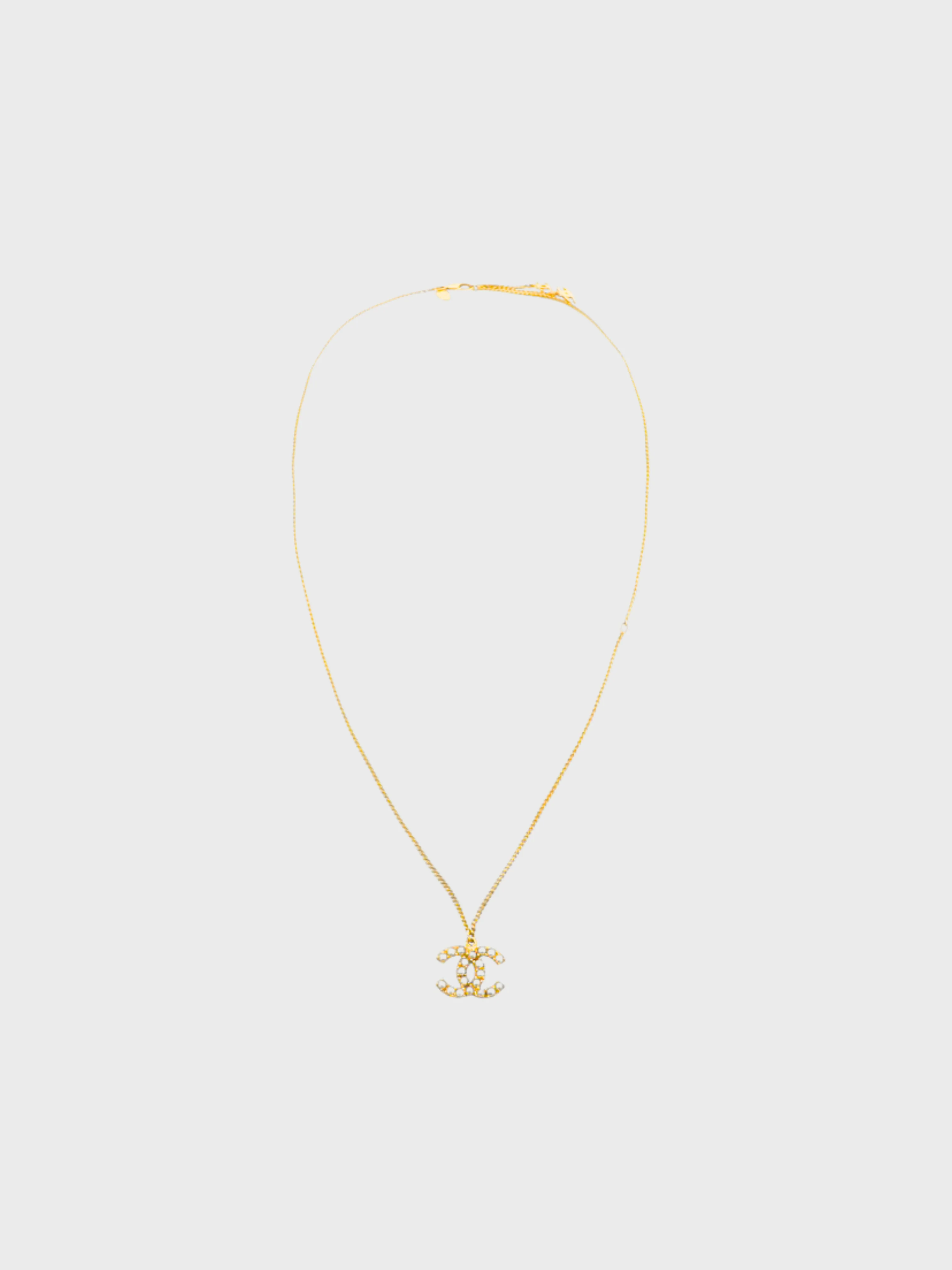Chanel 2010 Gold Plated Metal COCO Pearl Necklace