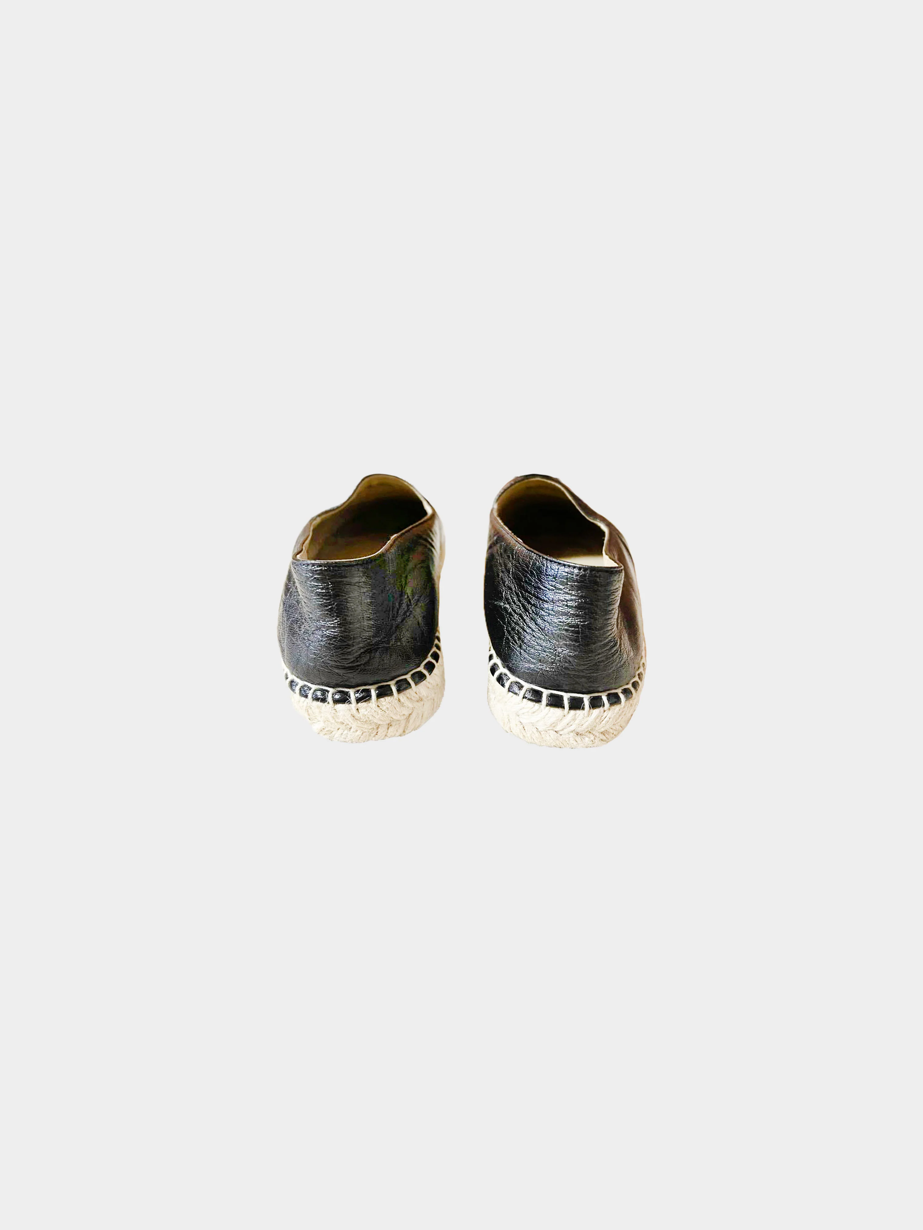Chanel 2010s Black Leather and Raffia Espadrilles - Image 3