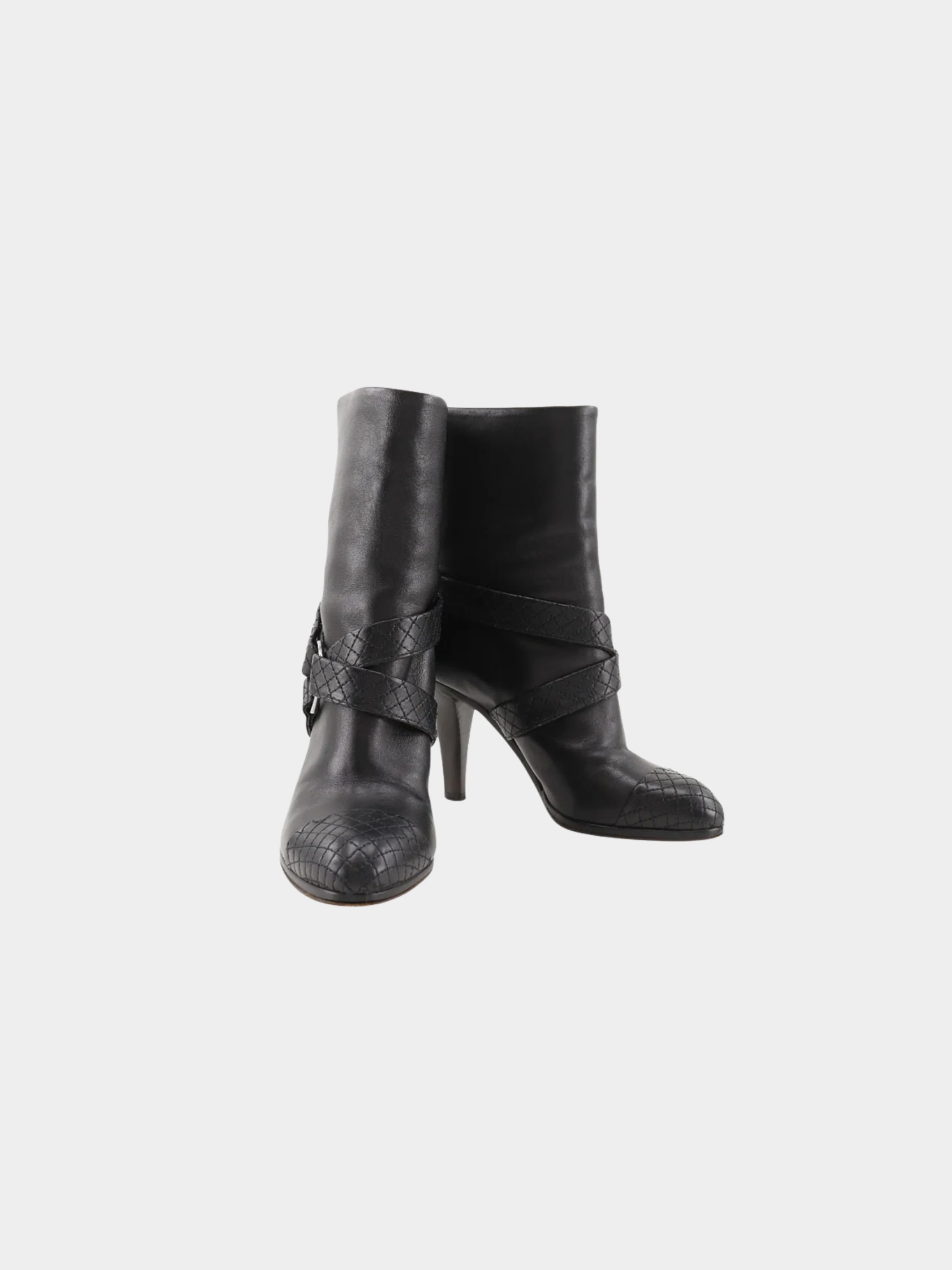 Chanel 2010s Black Matelasse Leather Coco Mark Boots - Image 2