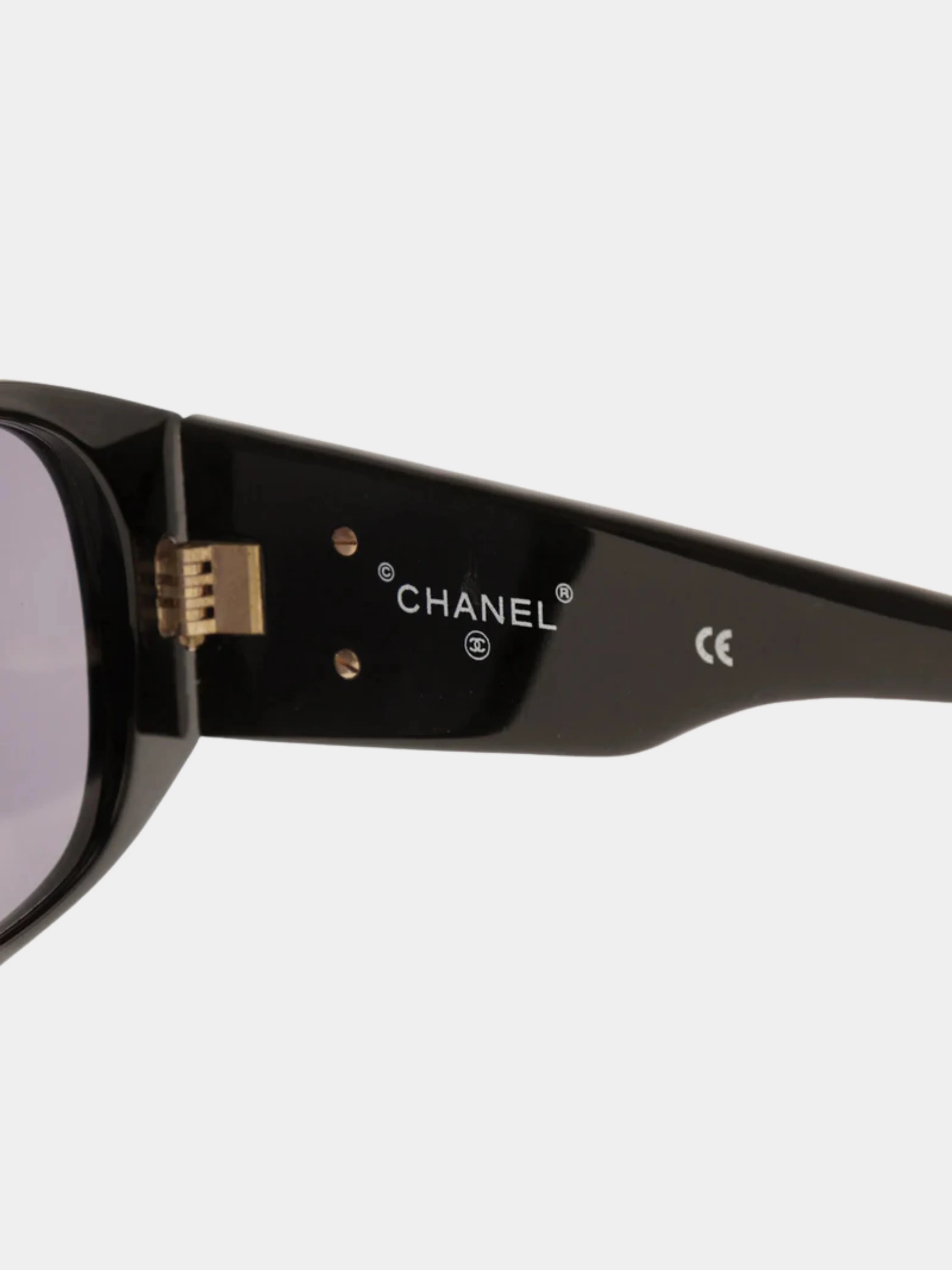 Chanel 2010s Black Plastic COCO Mark Sunglasses - Image 3