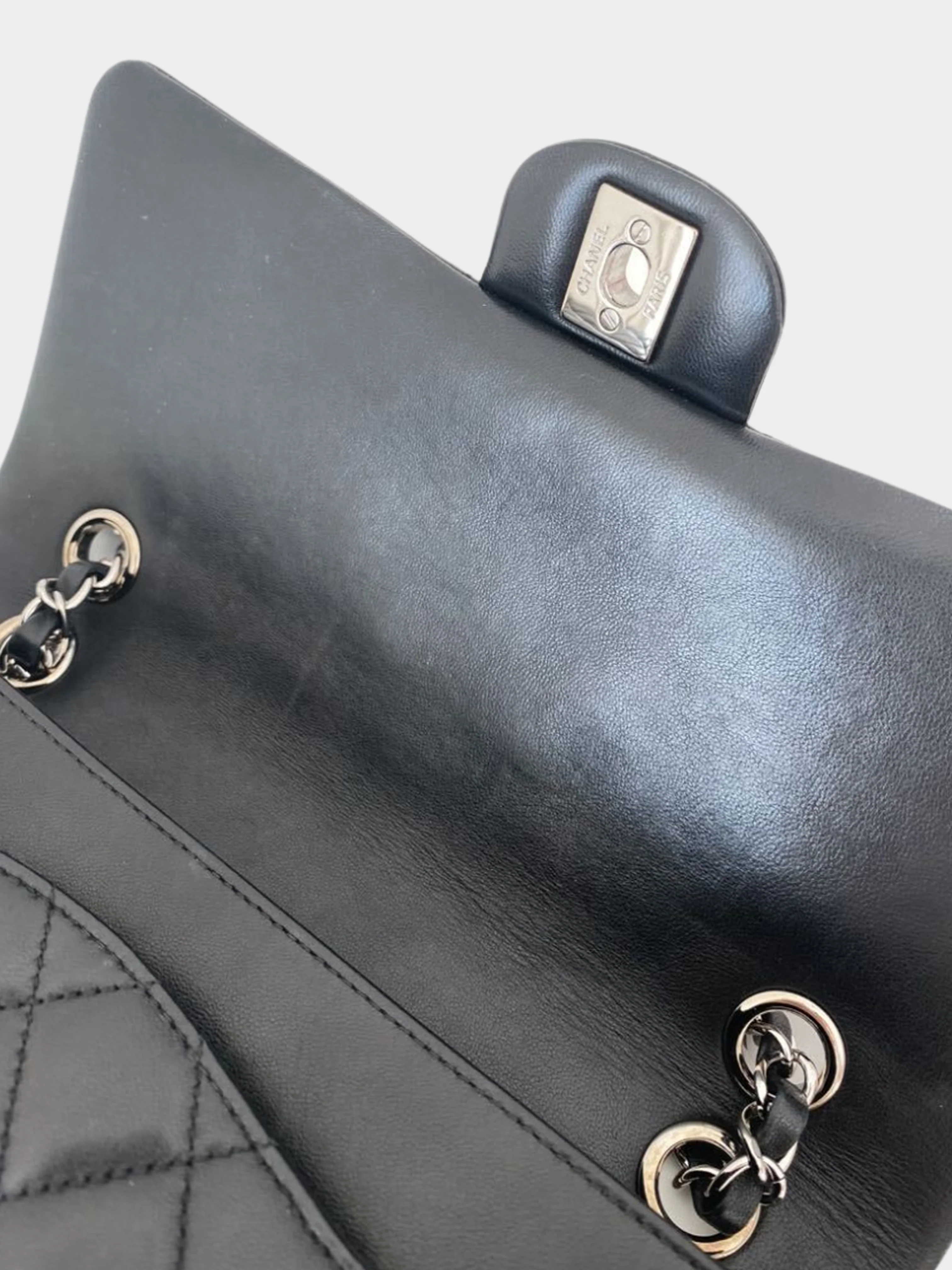 Chanel 2010s Black Quilted Lambskin Valentine Crystal Charms Medium Single Flap Bag - Image 5