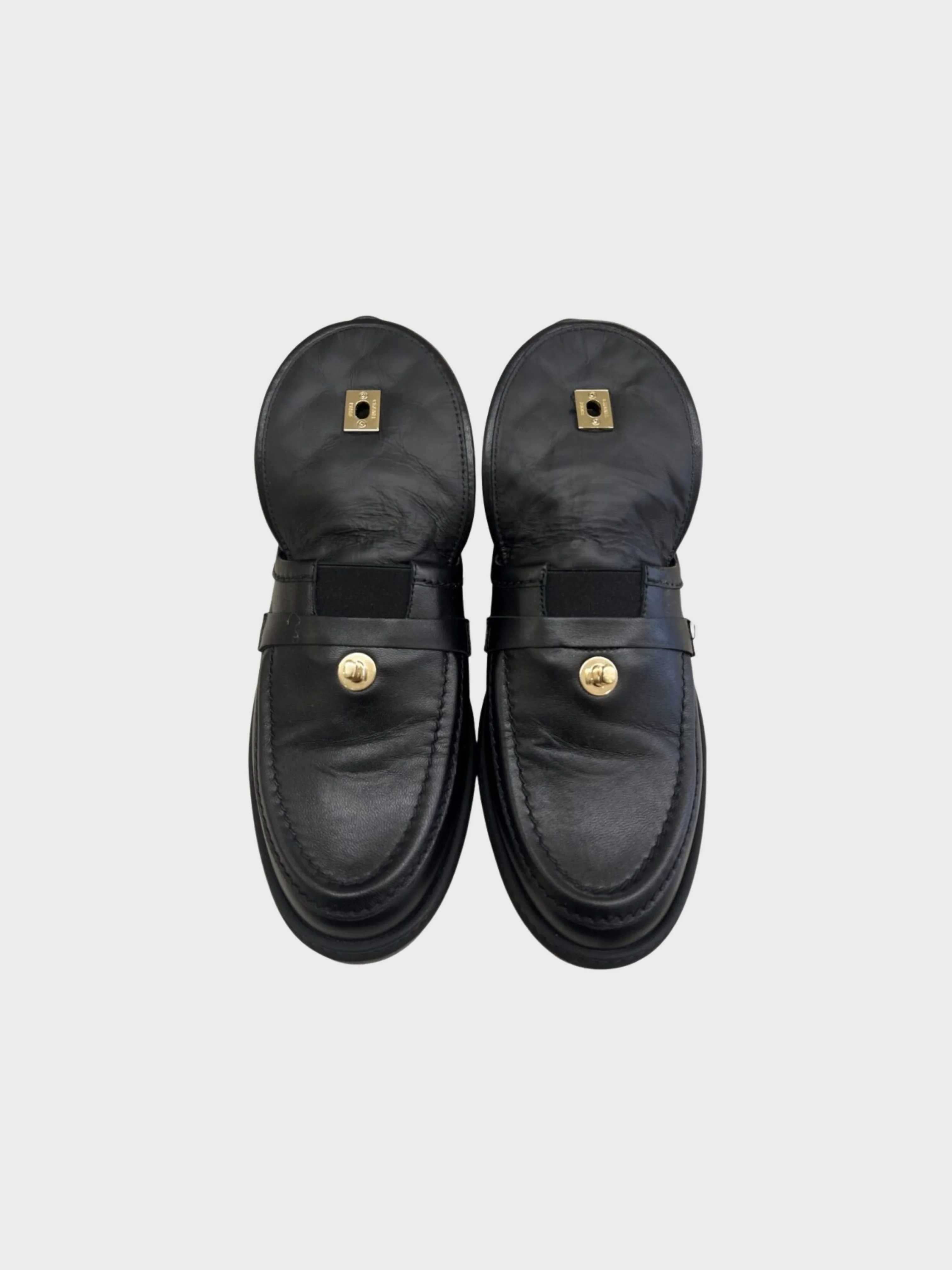 Chanel FW 2020-2021 Black Quilted Leather Turn Lock Loafers - Image 4