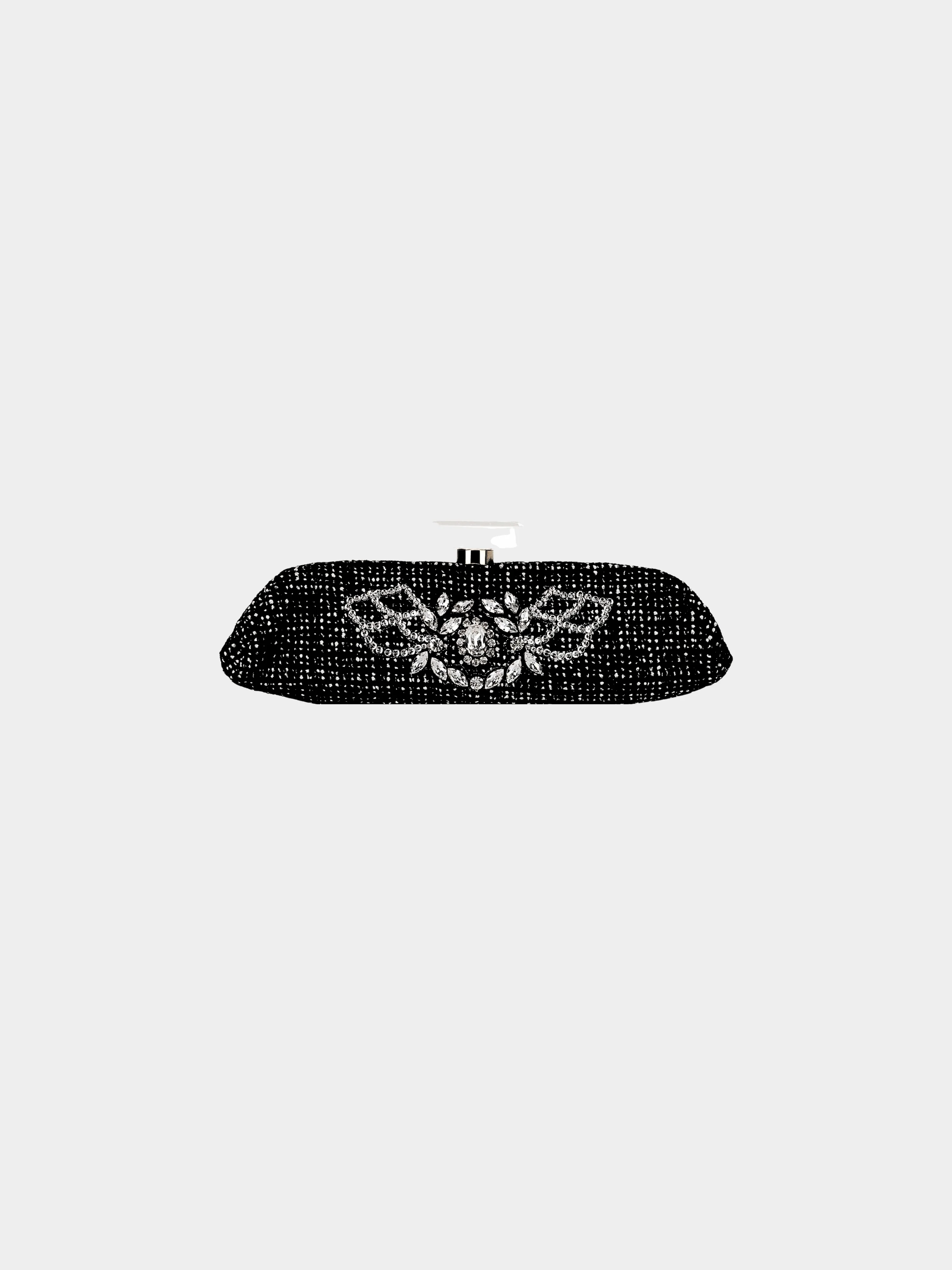 Chanel 2010s Black Tweed Perfume Bottle Clutch Bag