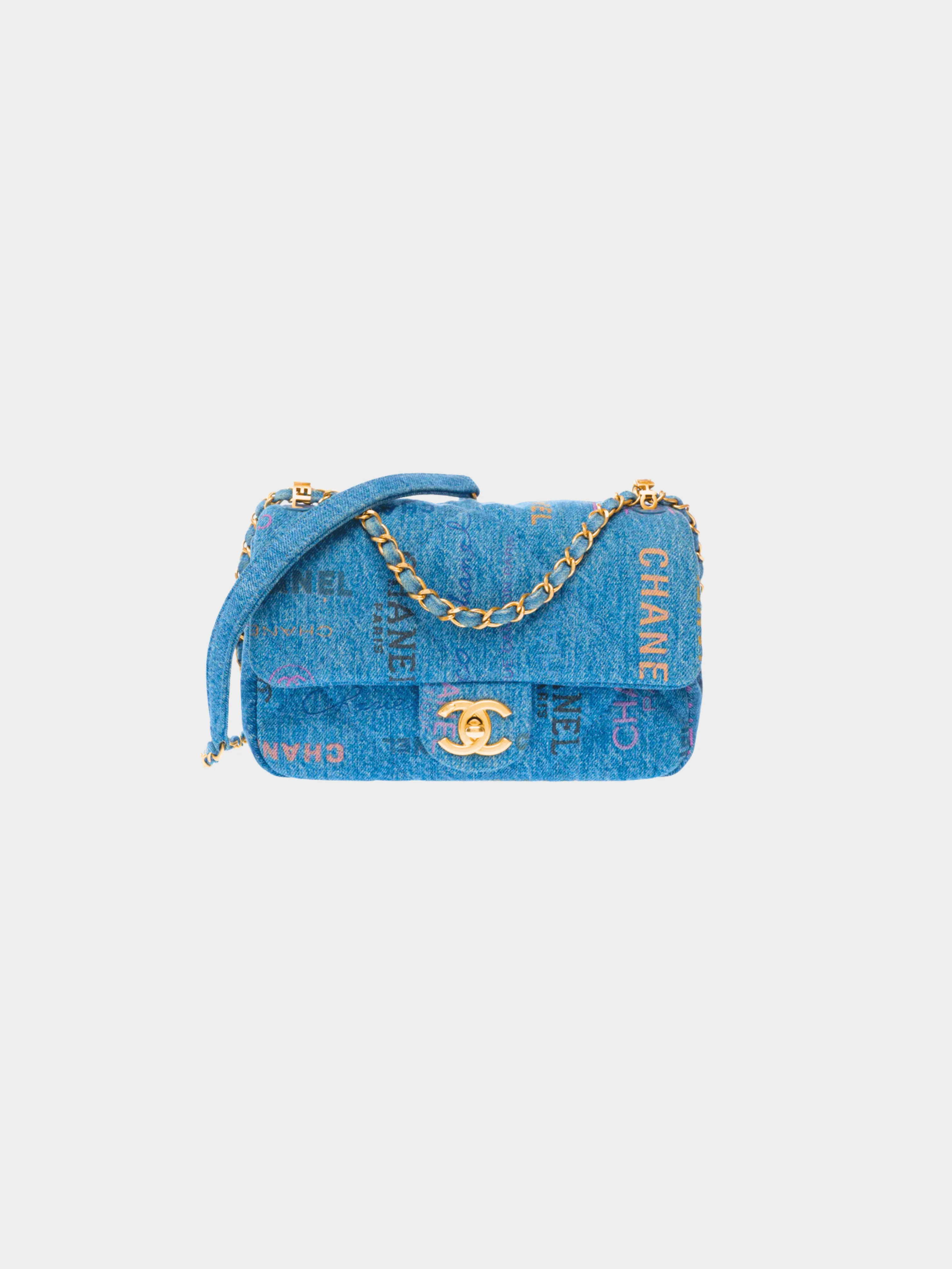 Chanel 2010s Blue Denim Small Flap Bag