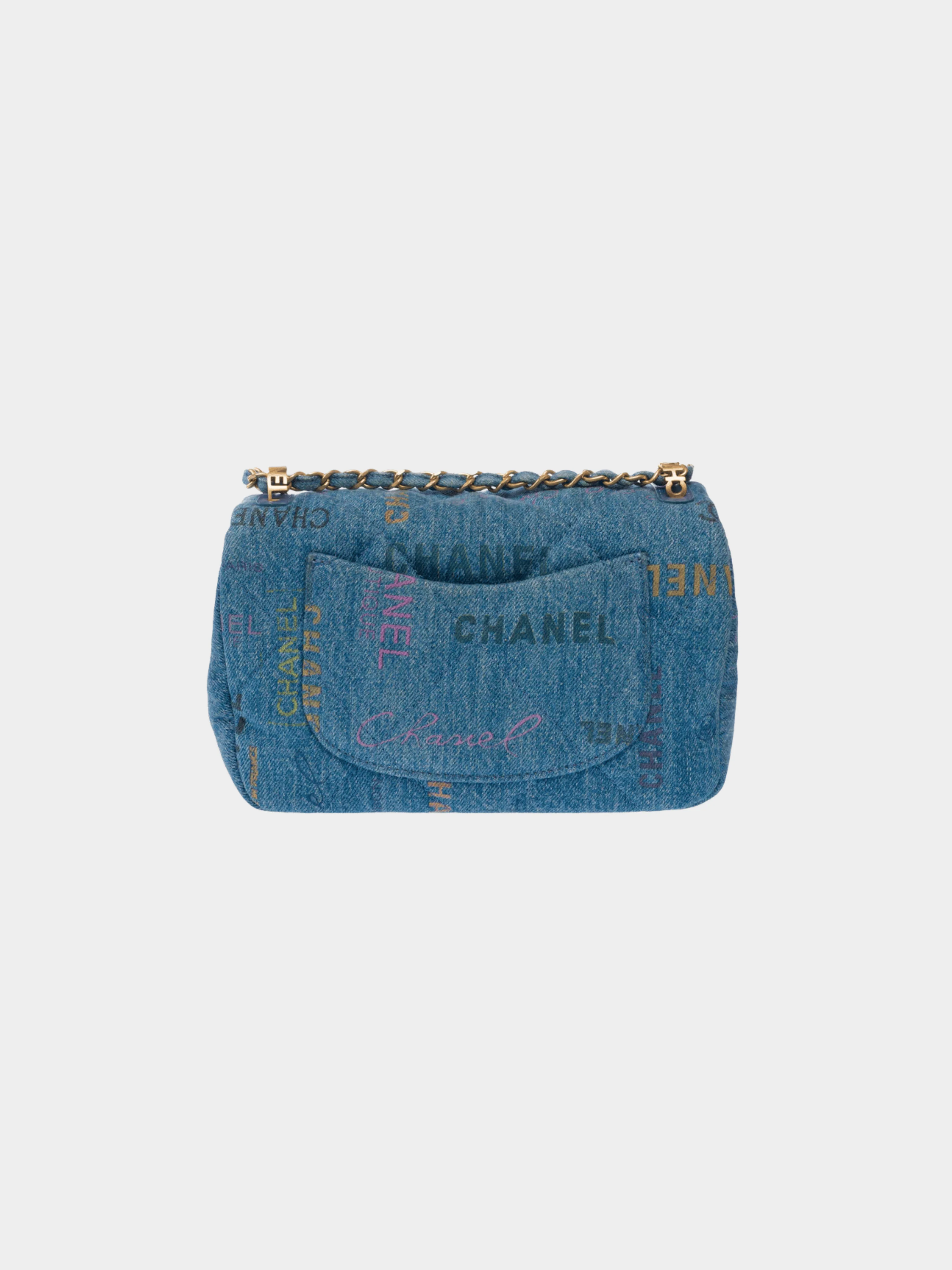 Chanel 2010s Blue Denim Small Flap Bag - Image 2
