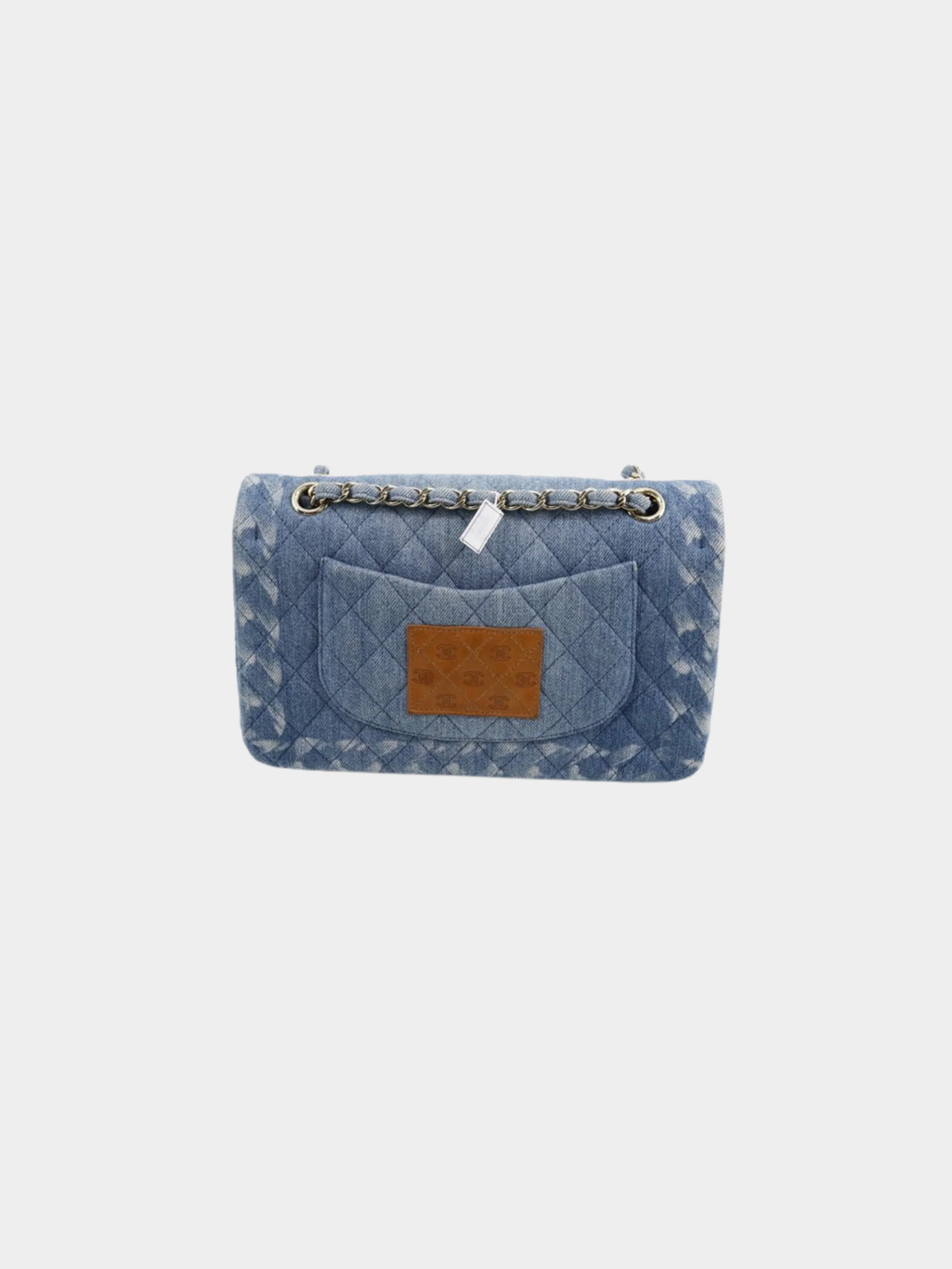 Chanel 2010s Blue Matelasse Denim Chain Shoulder Bag - Image 2