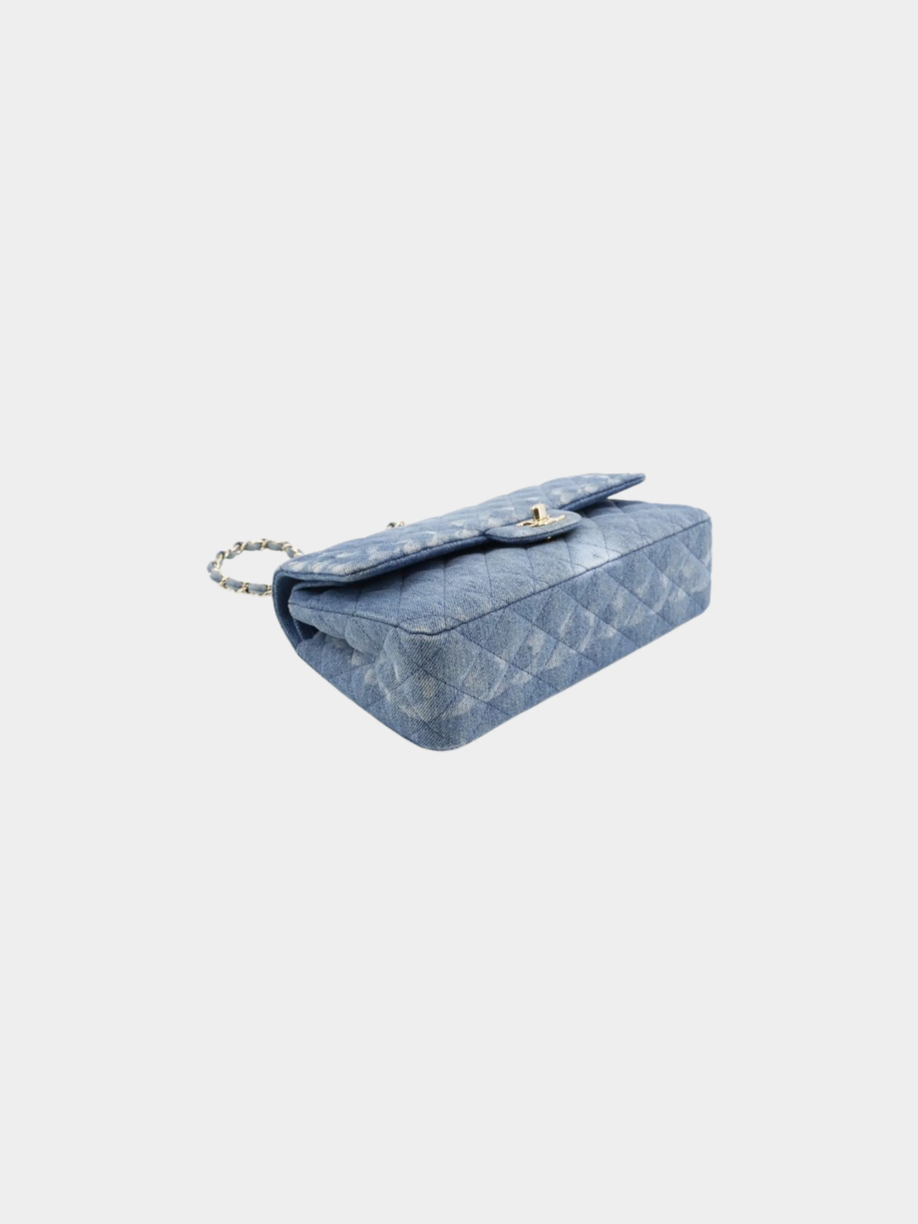 Chanel 2010s Blue Matelasse Denim Chain Shoulder Bag - Image 3
