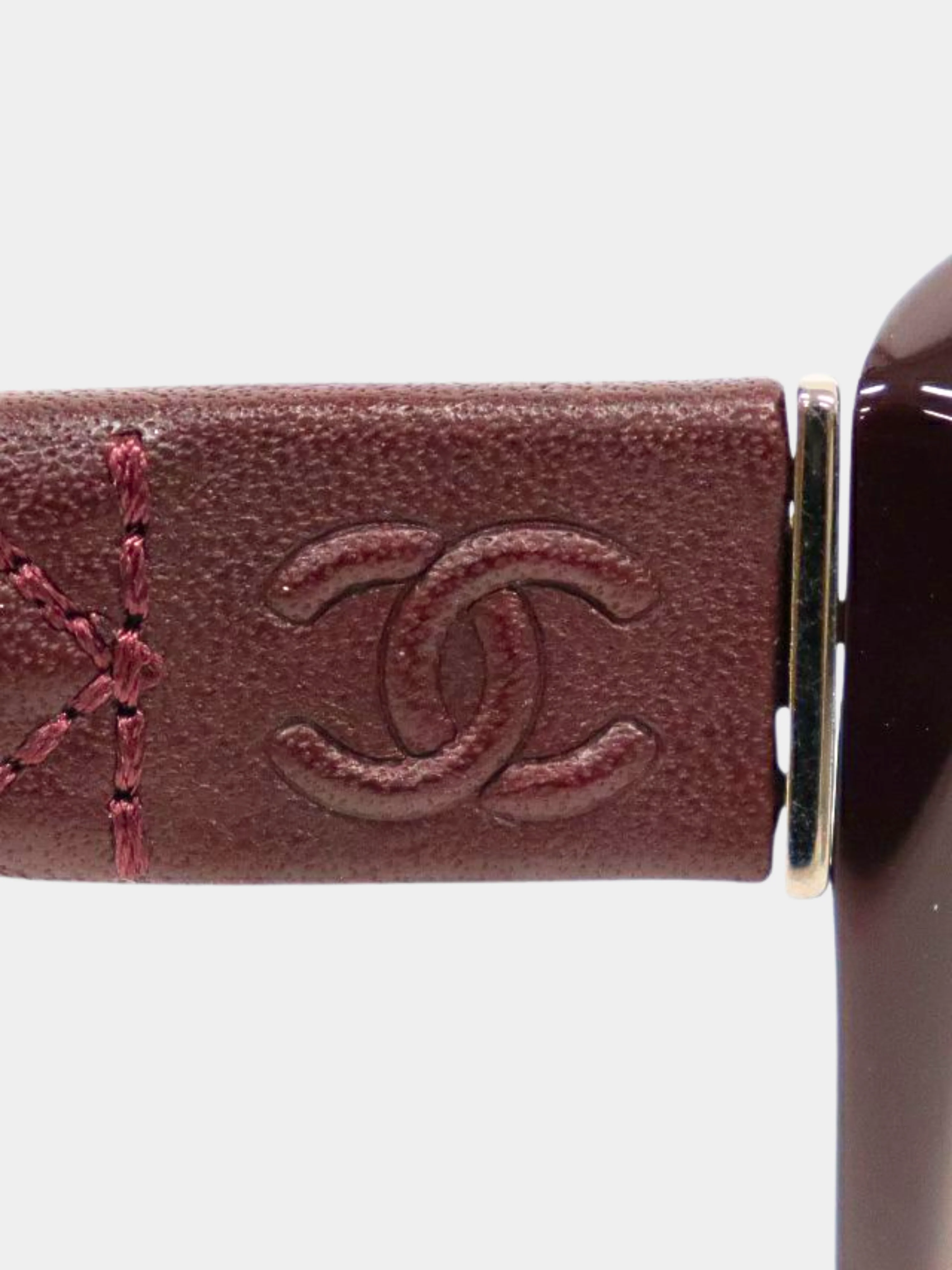 Chanel 2010s Bordeaux CC Matelasse Sunglasses - Image 2