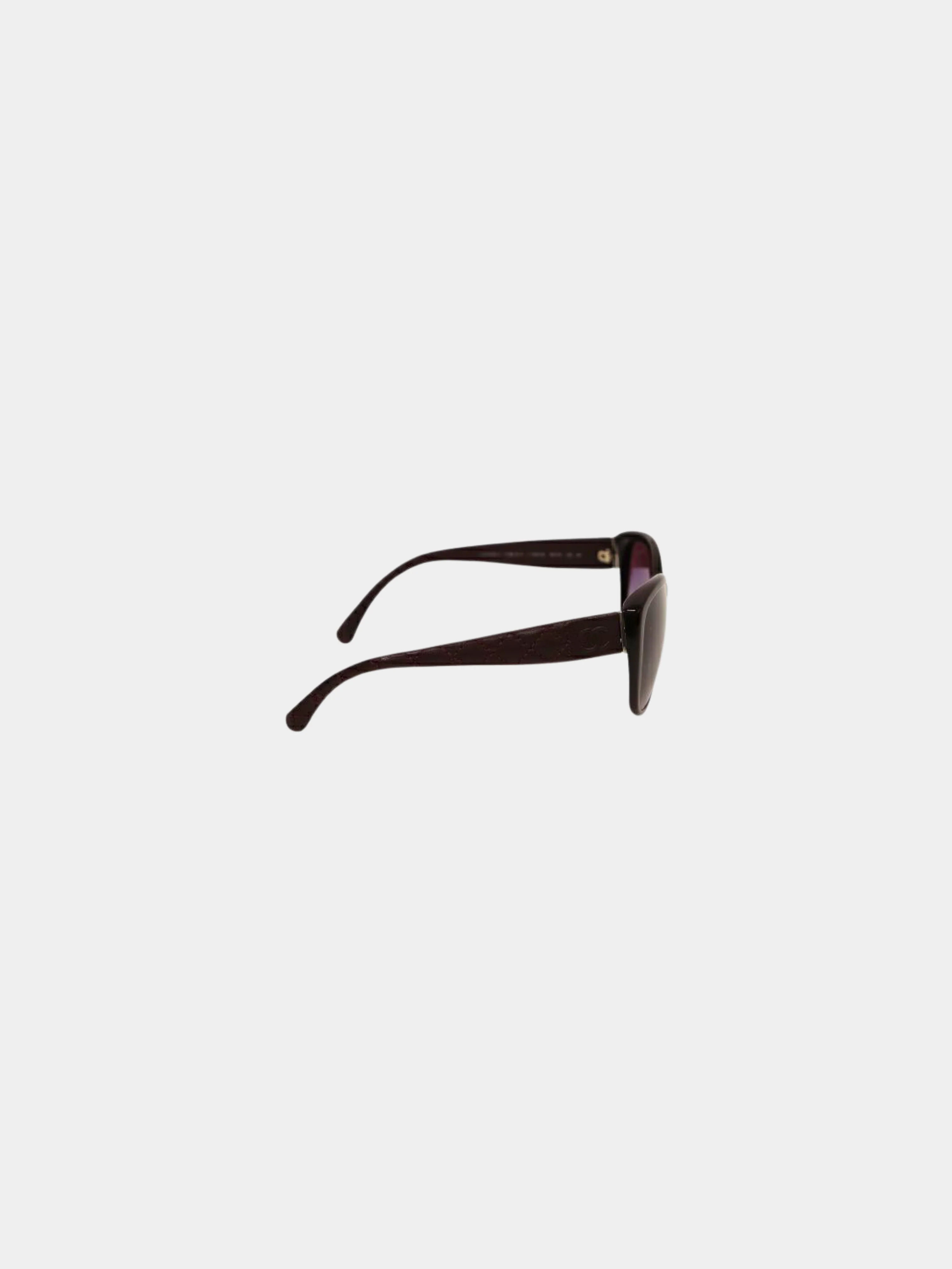 Chanel 2010s Bordeaux CC Matelasse Sunglasses - Image 4