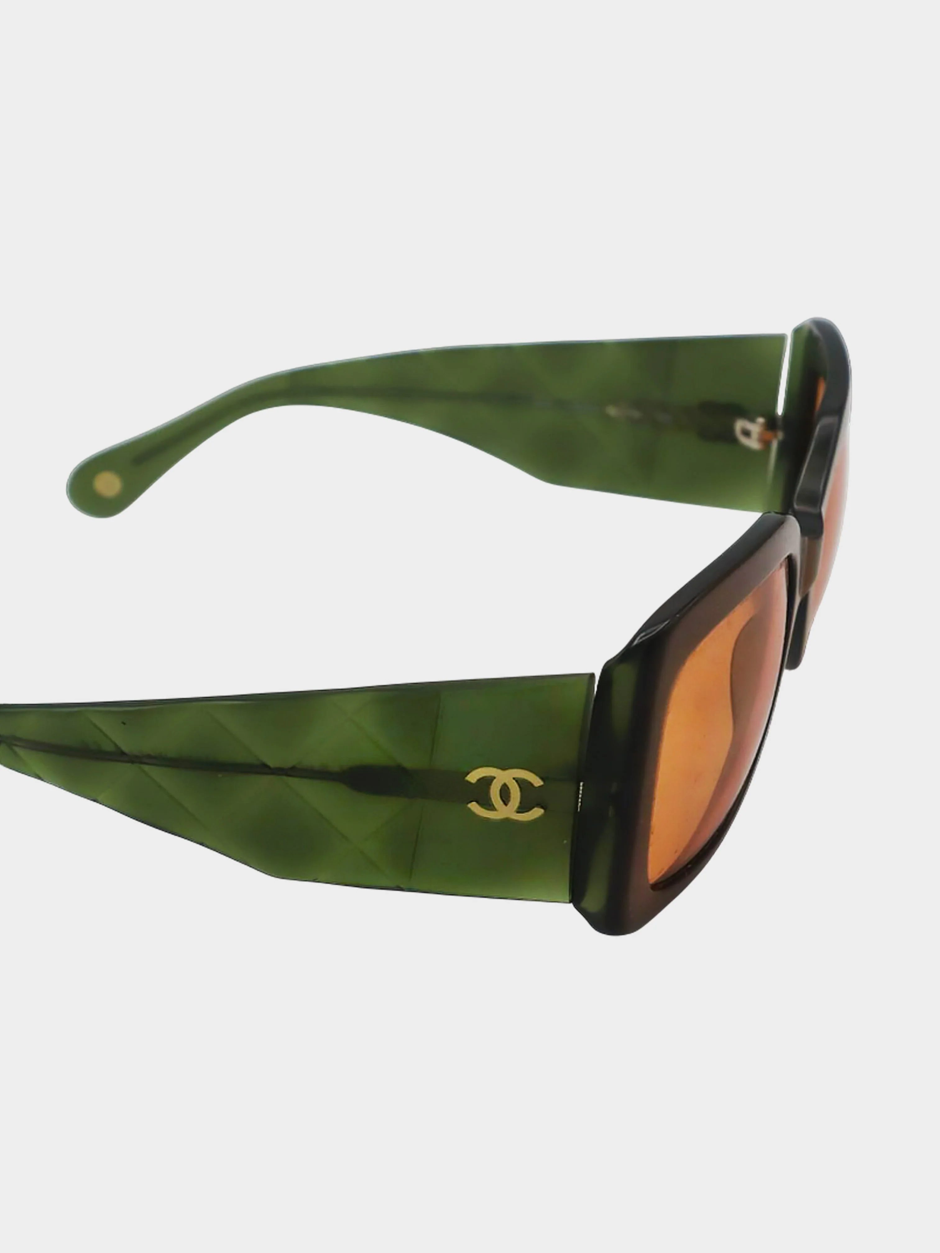 Chanel 2010s Brown and Green Bi-color Acetate Sunglasses - Image 2