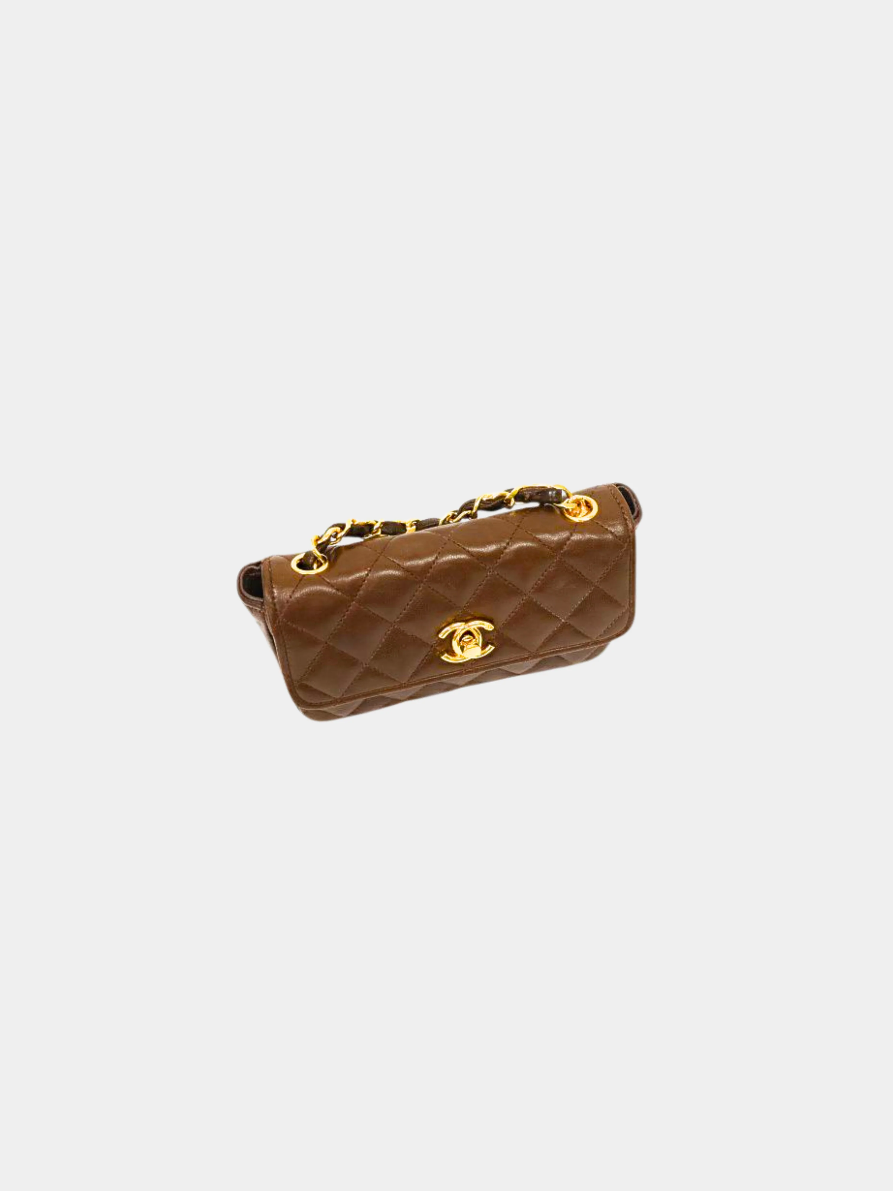 Chanel 2010s Brown Quilted Mini Chain Shoulder Bag - Image 4