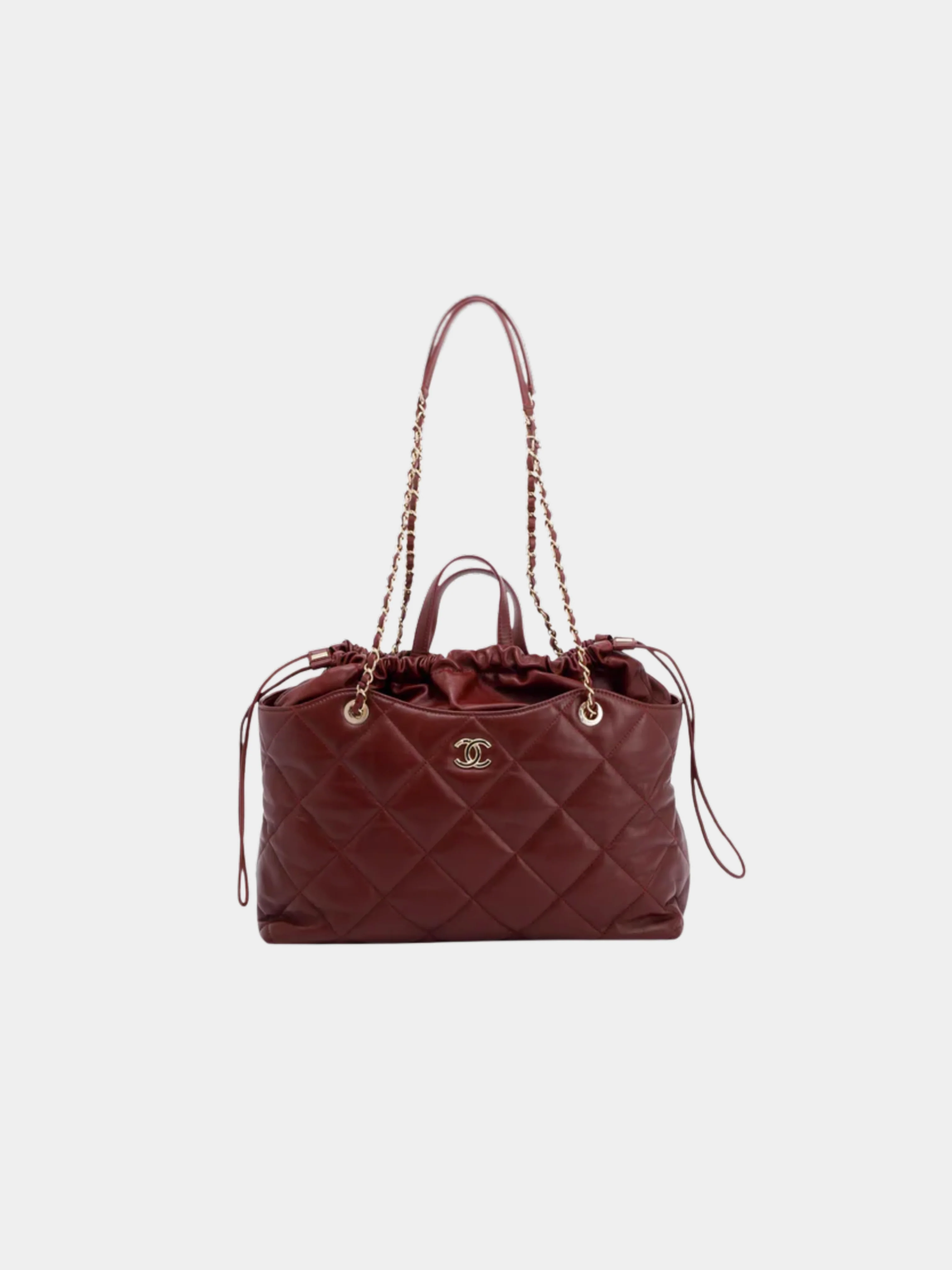 Chanel 2010s Burgundy Lambskin Quilted Chain Backpack
