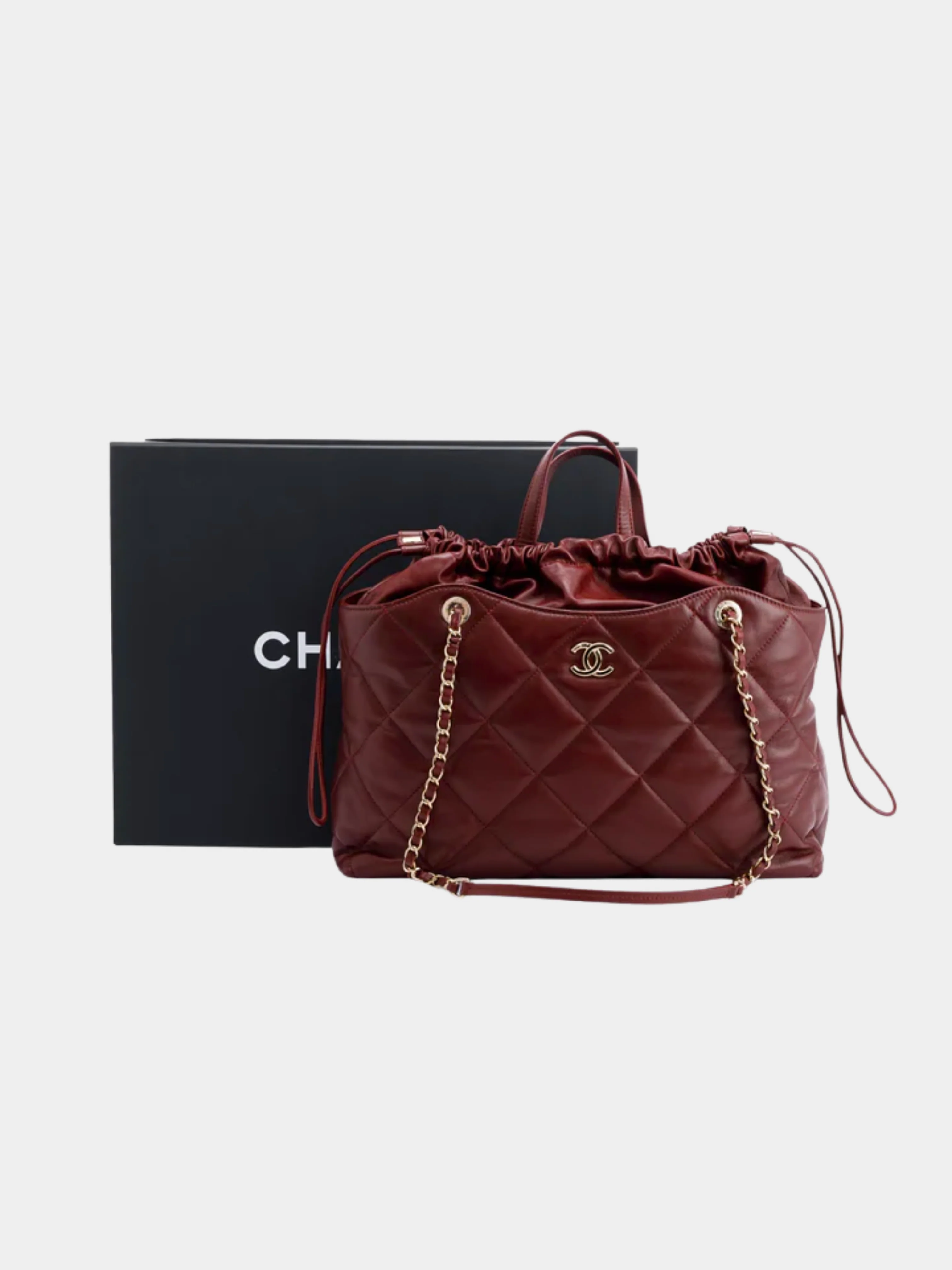 Chanel 2010s Burgundy Lambskin Quilted Chain Backpack - Image 10