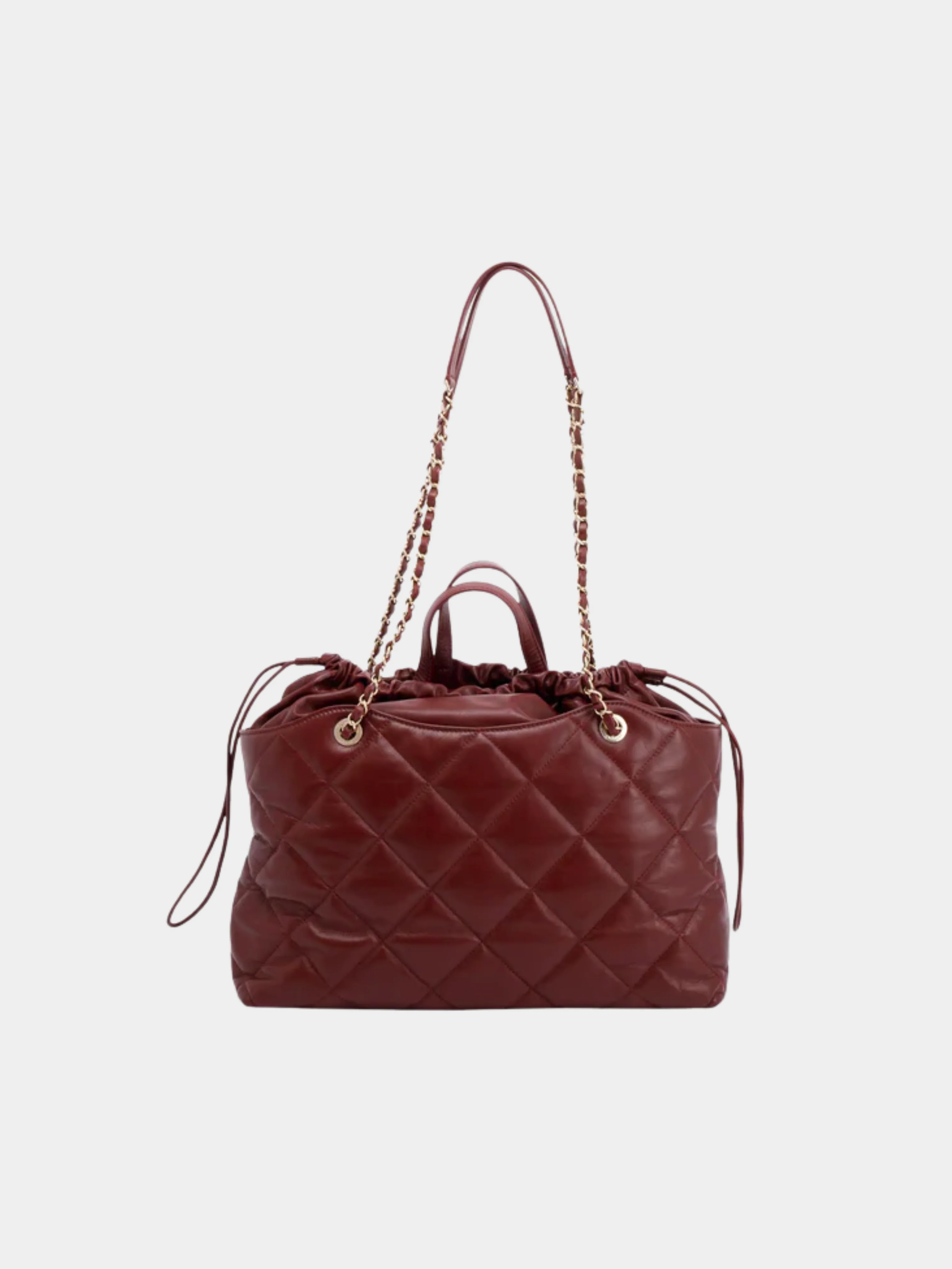 Chanel 2010s Burgundy Lambskin Quilted Chain Backpack - Image 2