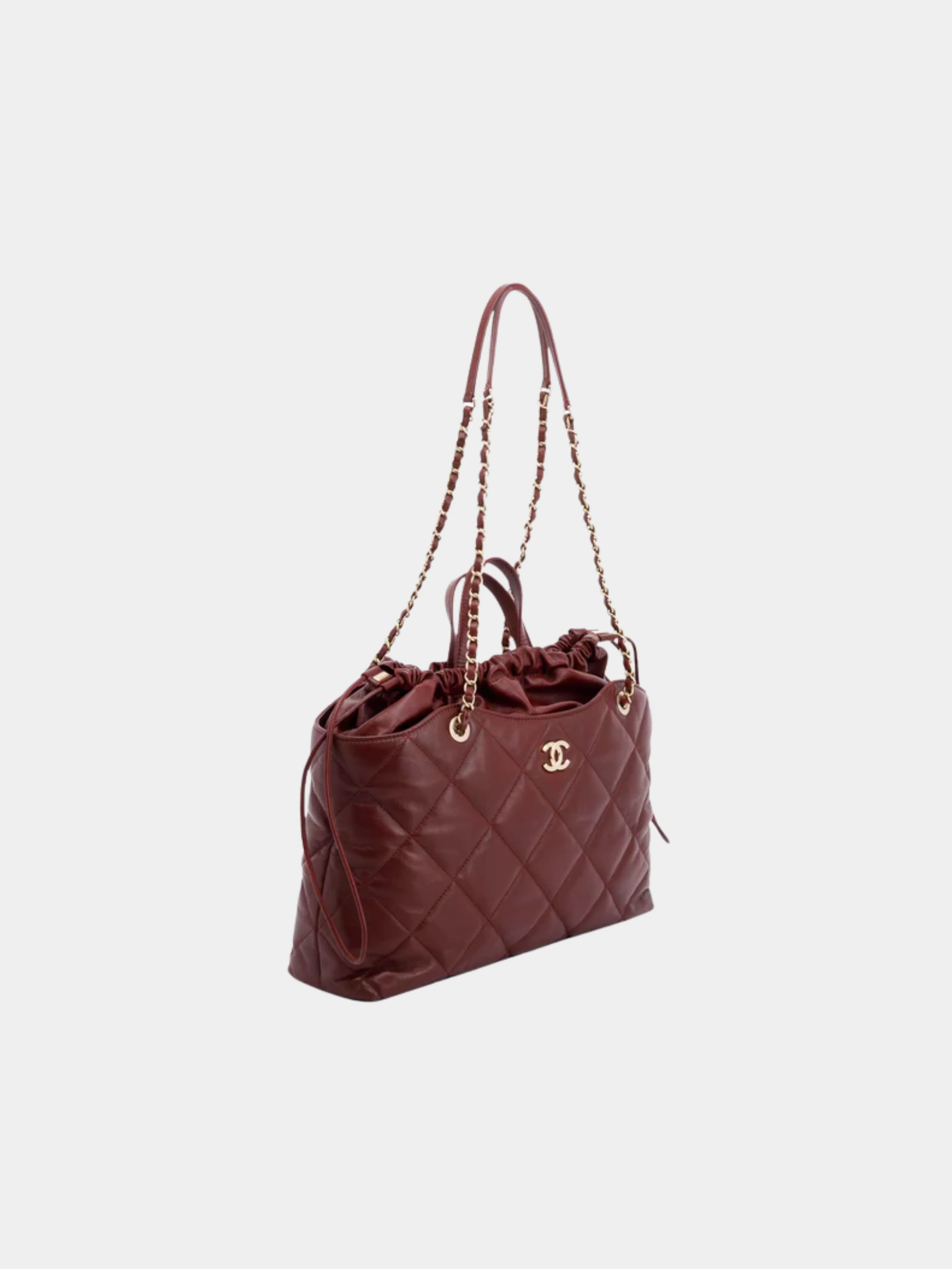 Chanel 2010s Burgundy Lambskin Quilted Chain Backpack - Image 3