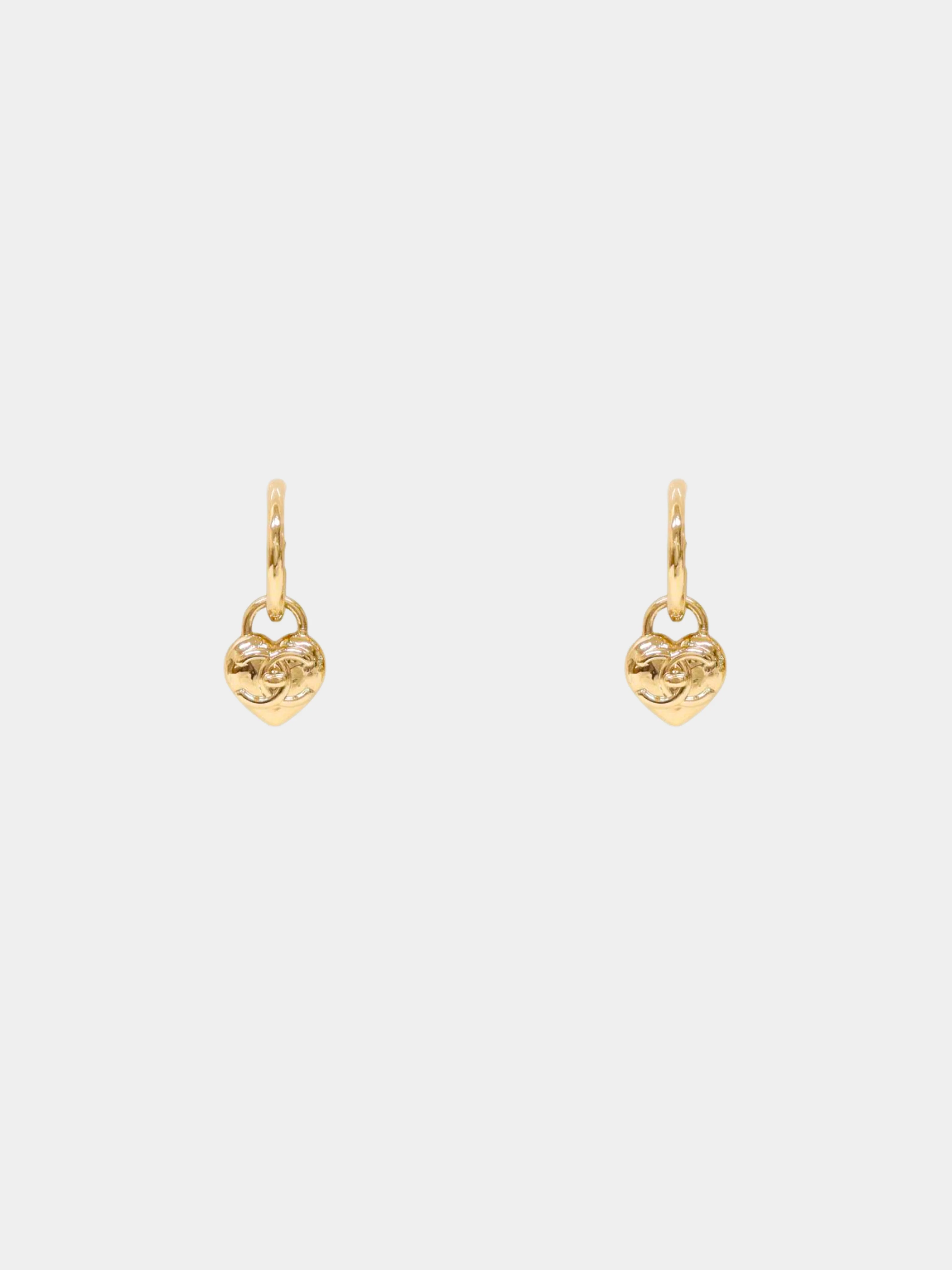 Chanel 2010s Gold CC Heart Clip-on Earrings