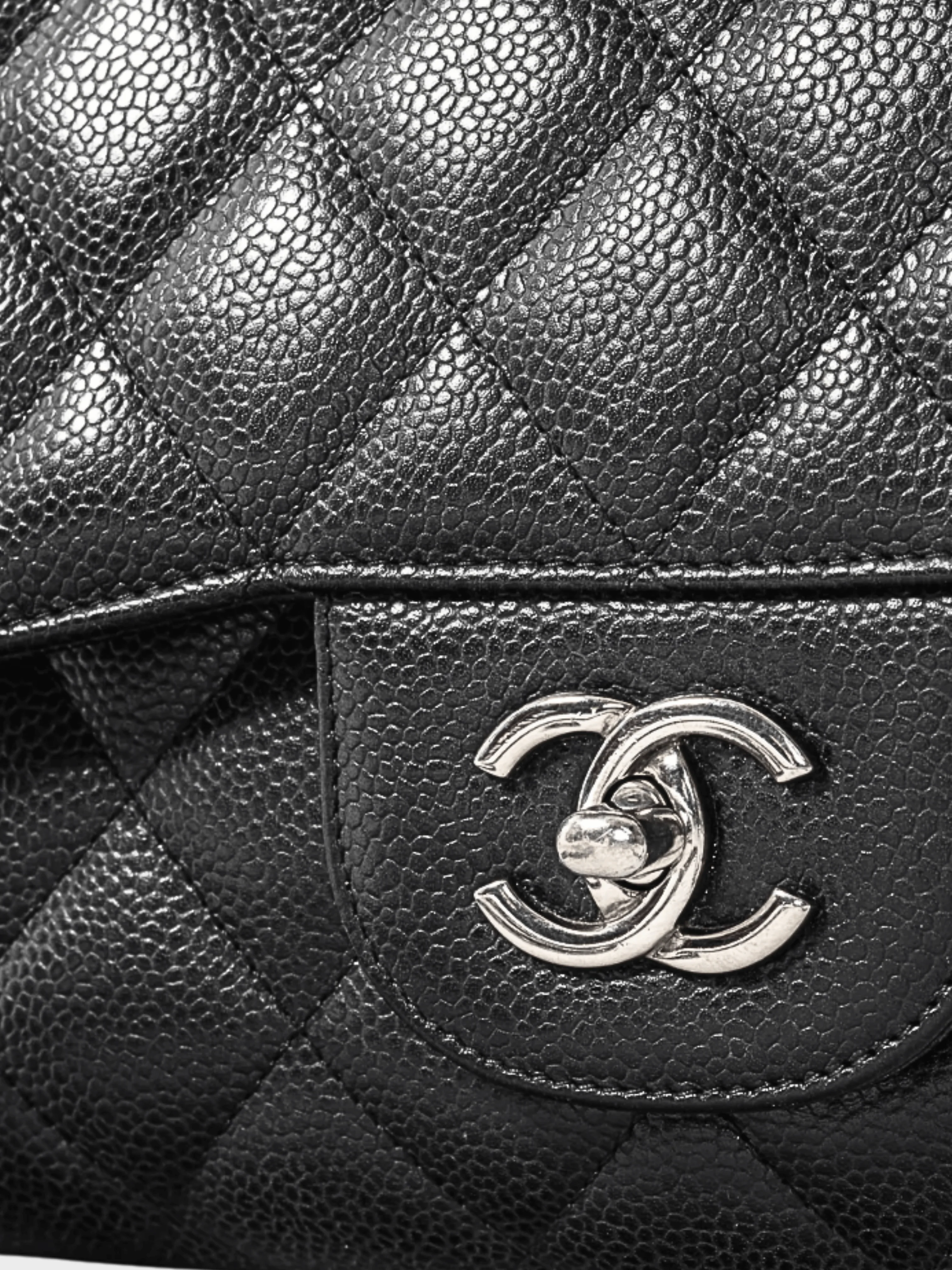 Chanel 2010s Jumbo Classic Black Caviar Quilted Double Flap Bag - Image 7