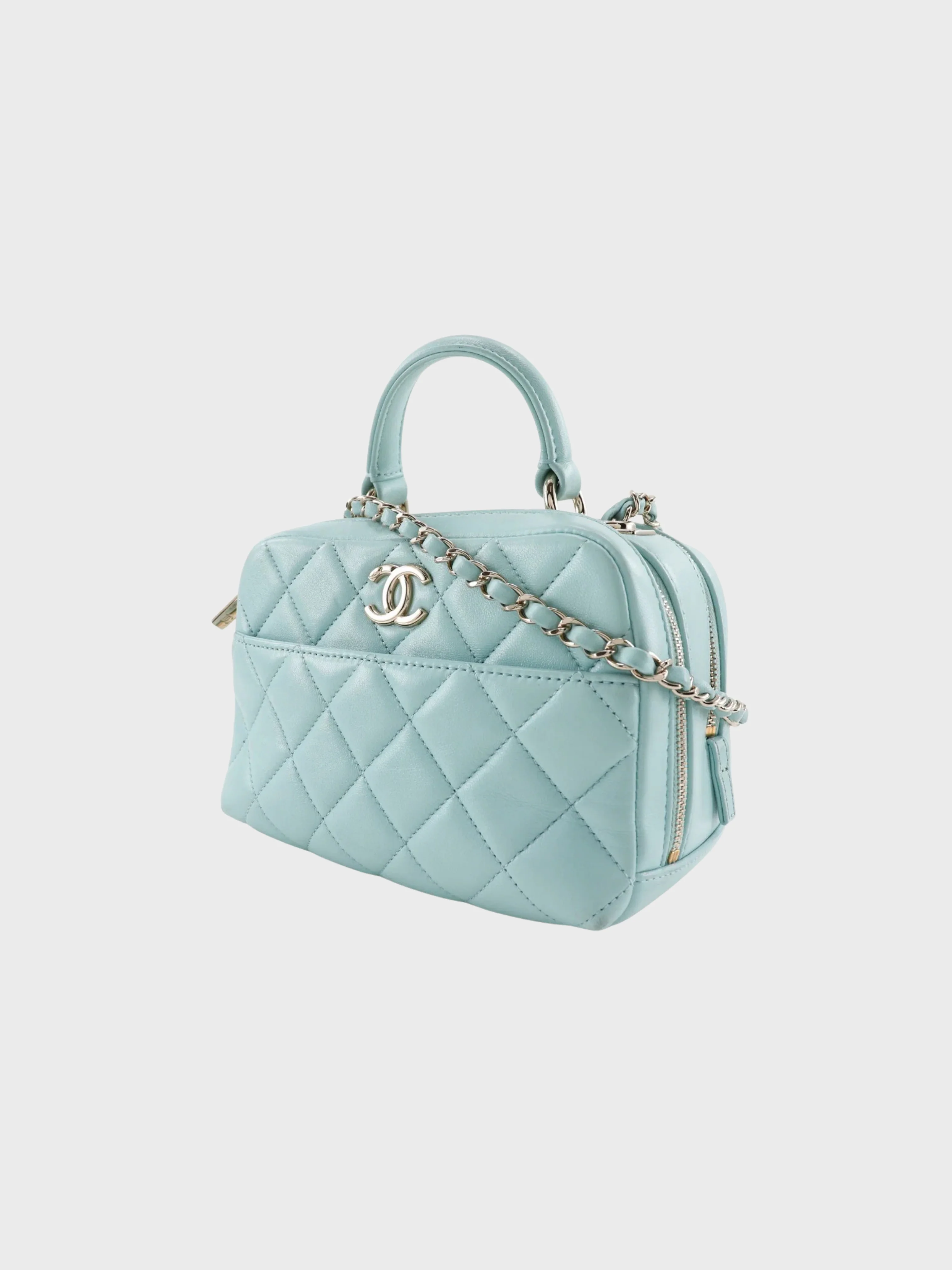 Chanel 2010s Light Blue Calfskin Trendy COCO Mark Handbag - Image 2