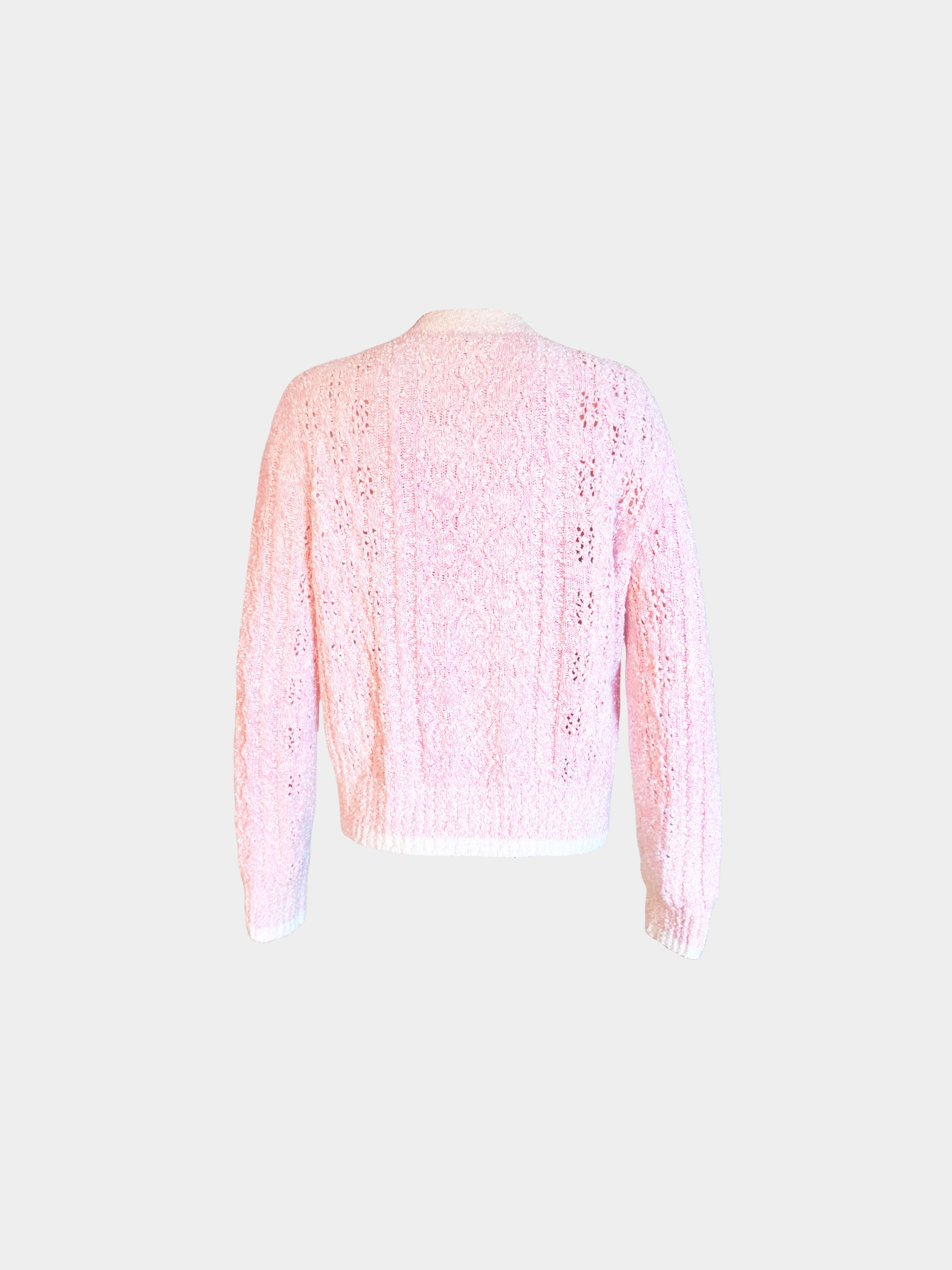 Chanel 2010s Pink and White Cotton Knitted Cardigan - Image 2