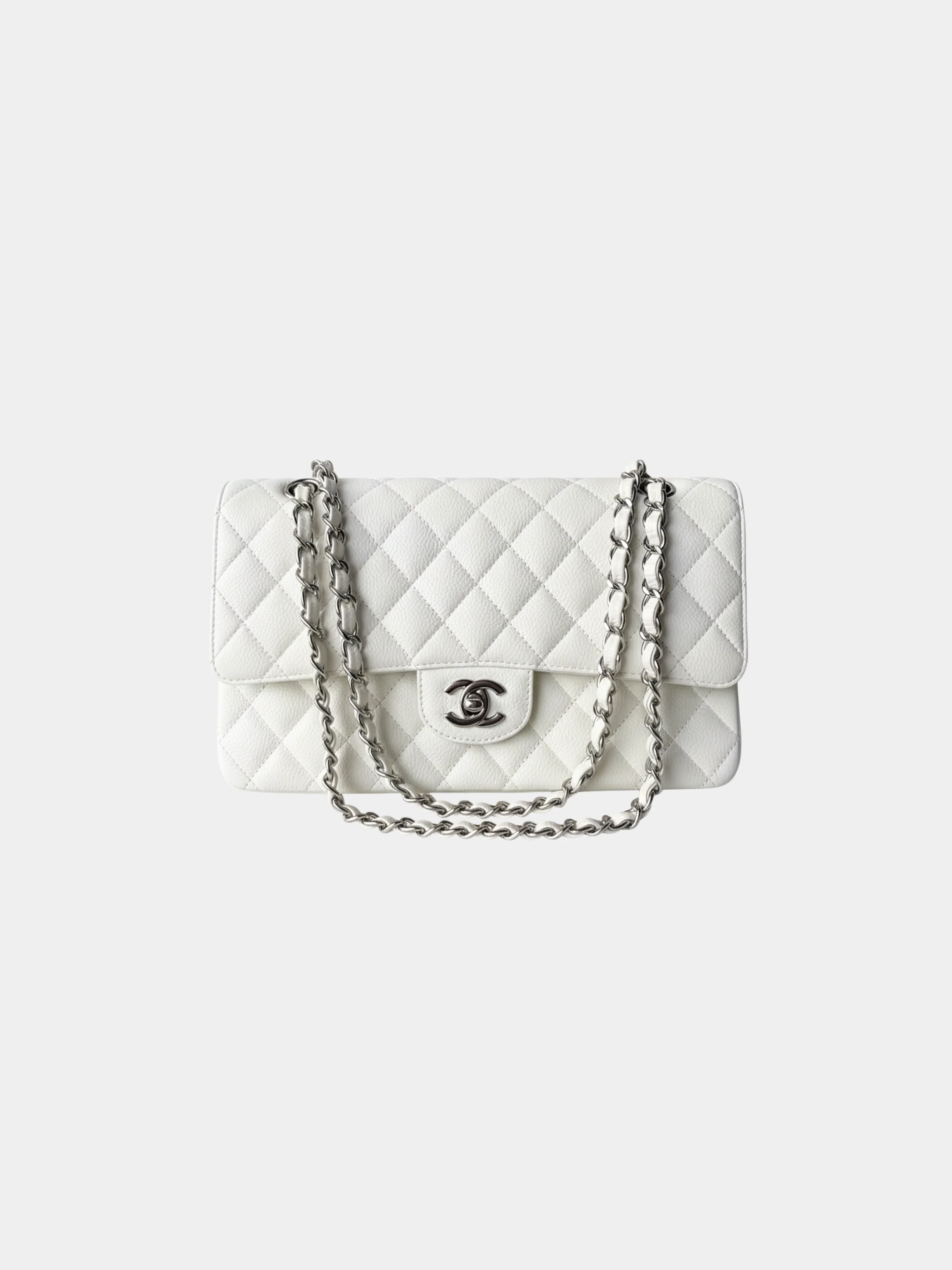Chanel 2010s White Caviar Leather Medium Double Flap Bag