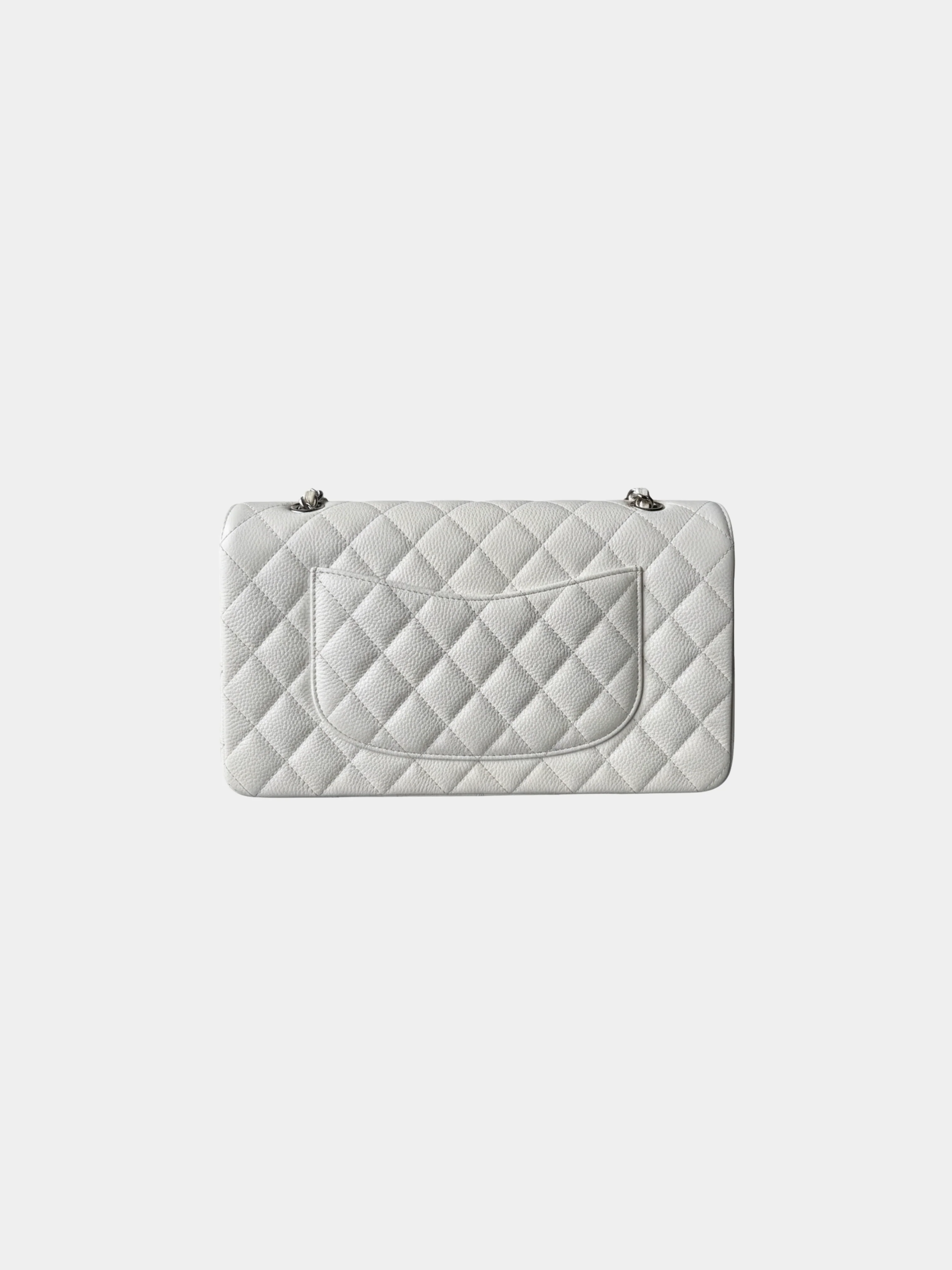 Chanel 2010s White Caviar Leather Medium Double Flap Bag - Image 2