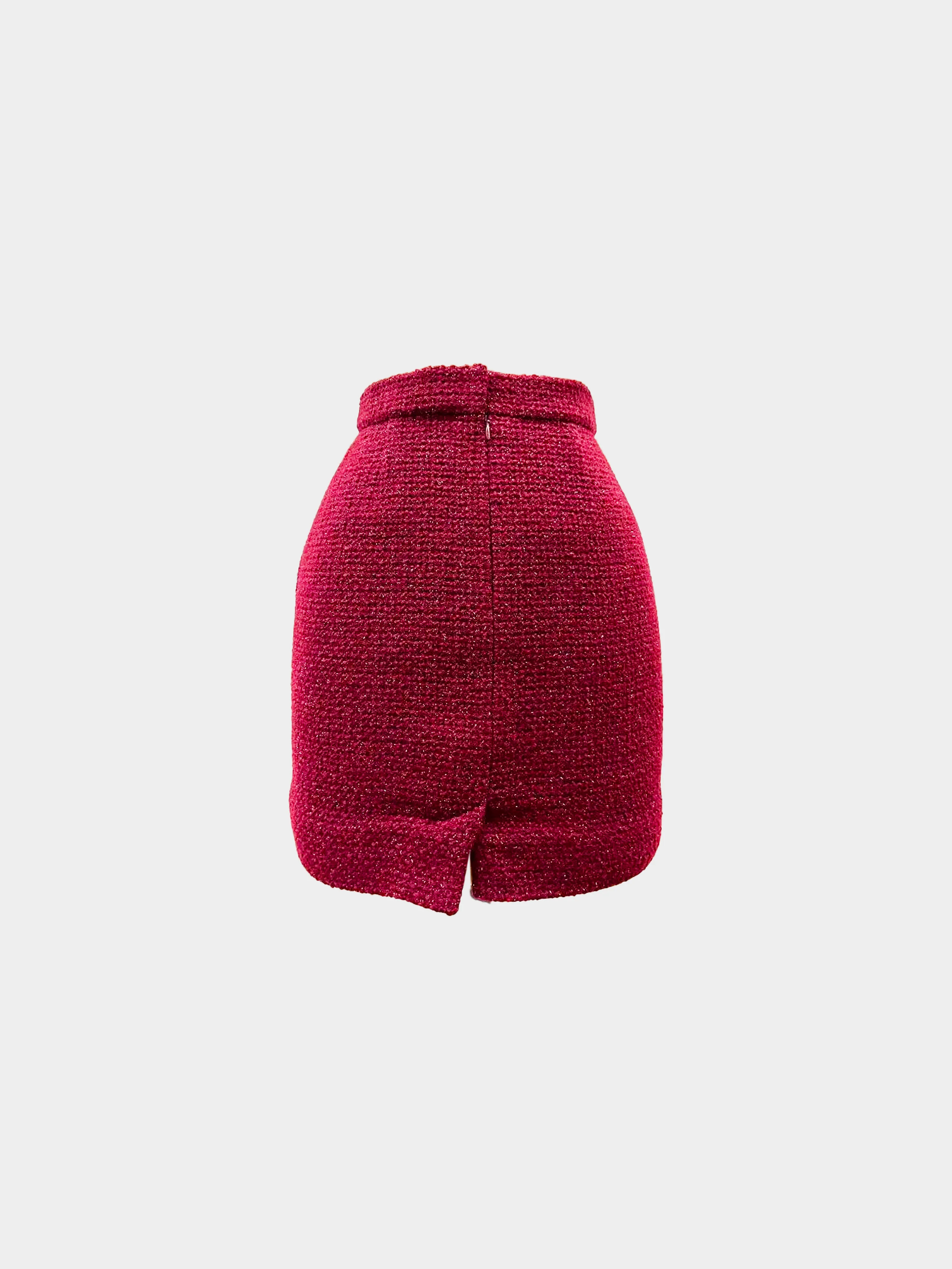 Chanel 2010s Wool Tweed Burgundy Mini Skirt - Image 2