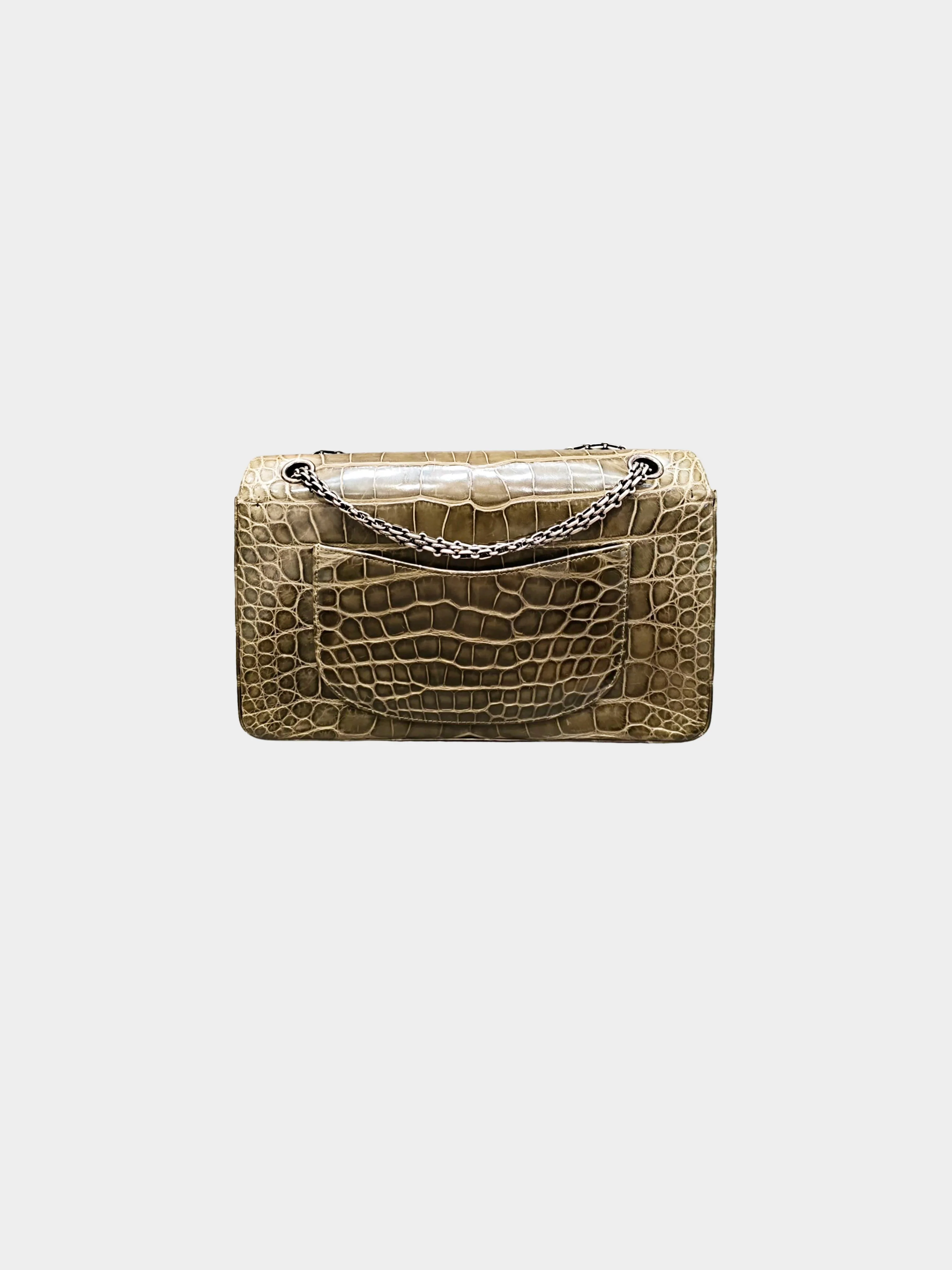 Chanel 2011 Olive Green Reissue 2.55 Alligator Medium Classic Double Flap Bag - Image 2
