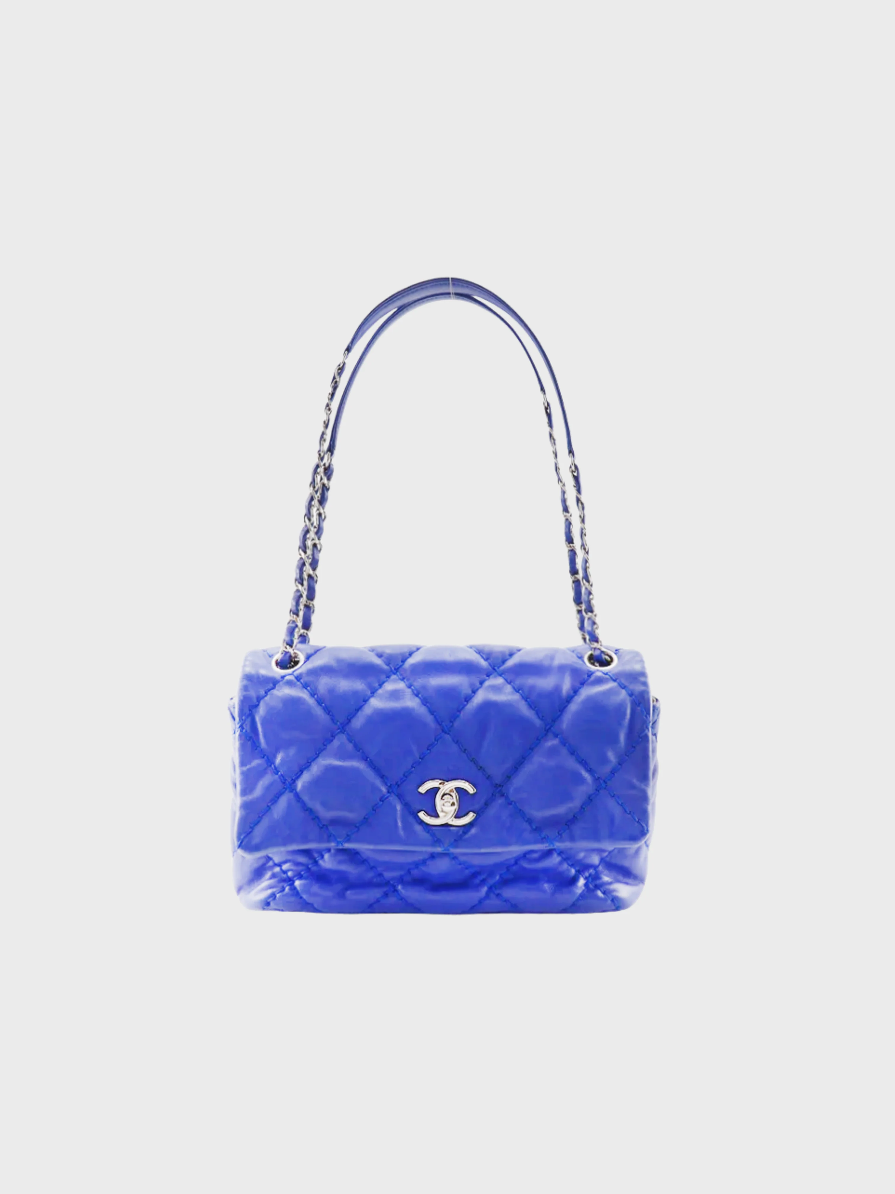 Chanel 2012 Blue Lambskin Wild Stitch Chain Shoulder Bag