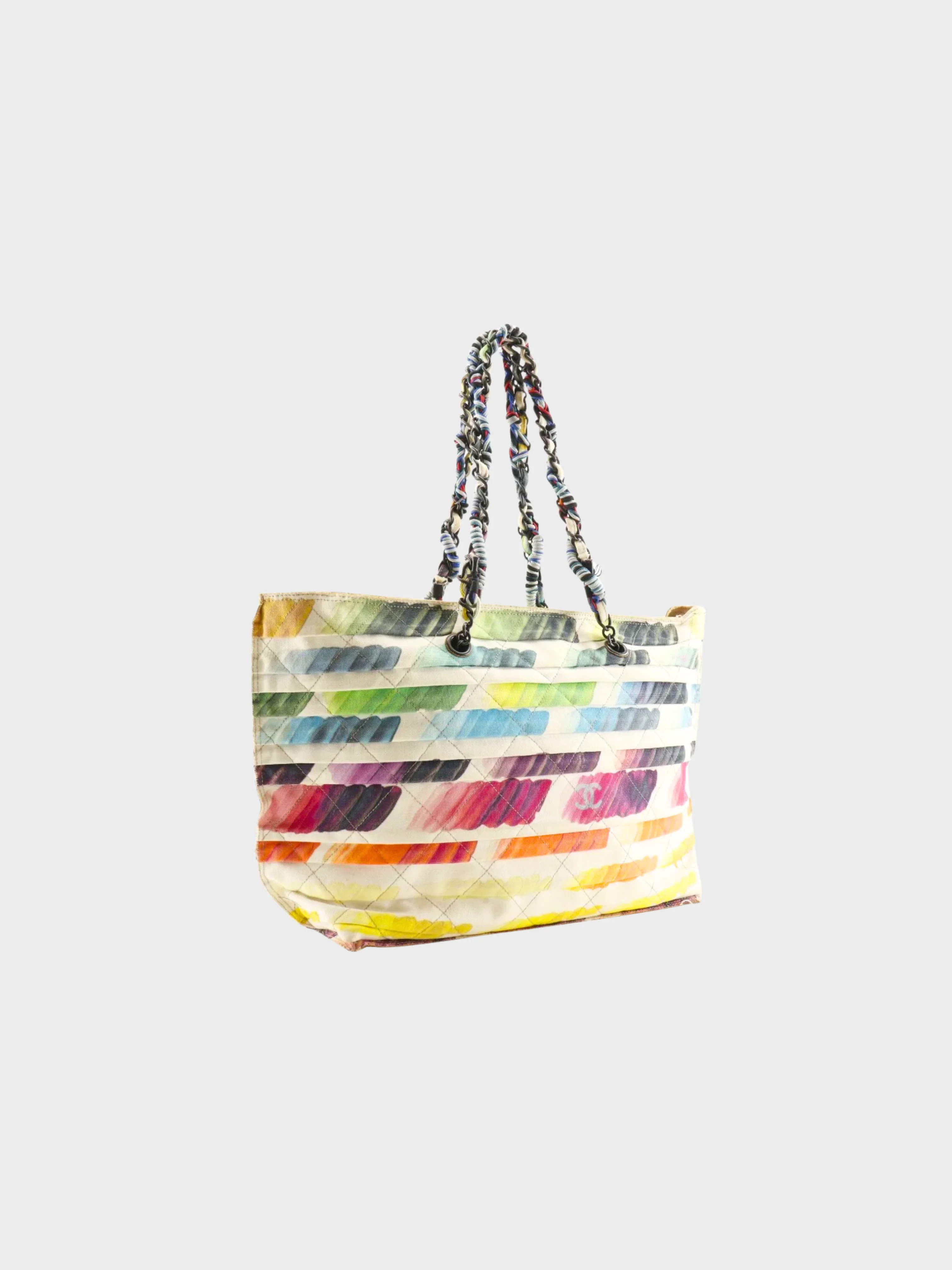 Chanel 2014 Colorama Coco Mark Chain Canvas Tote Bag - Image 2
