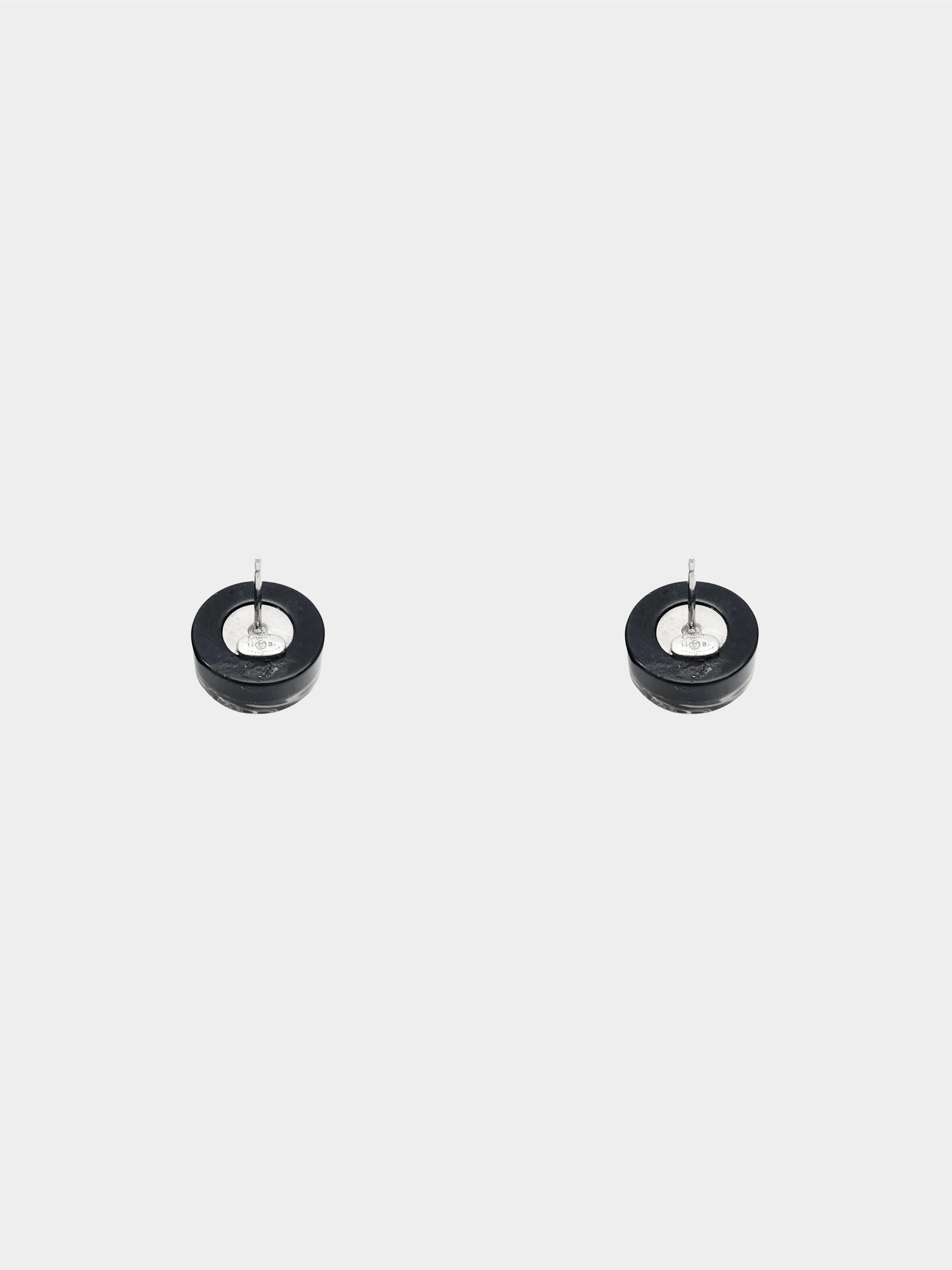 Chanel 2014 Mini Round Coco Mark and Chain Pattern Stud Earring - Image 2