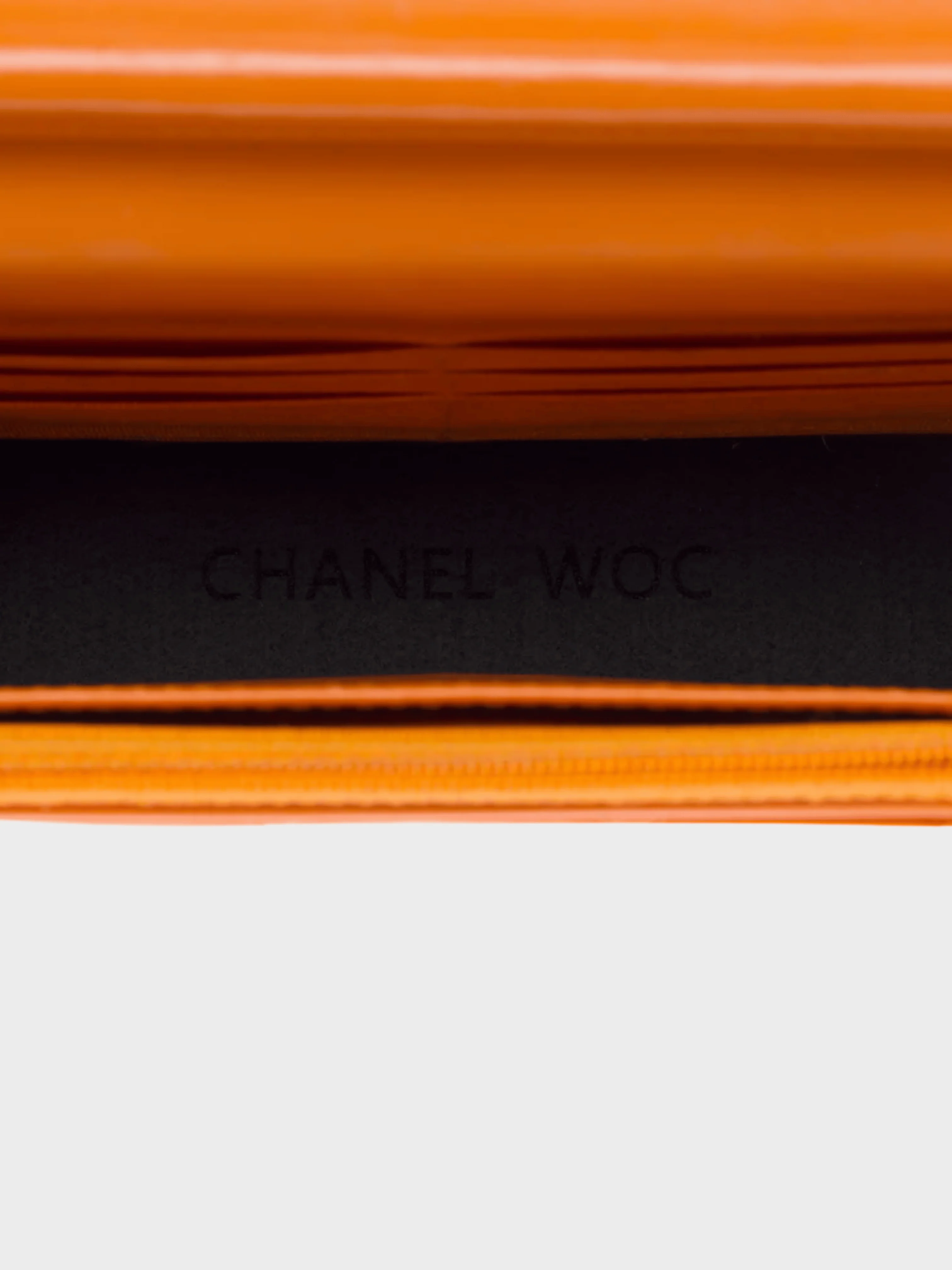 Chanel 2014 Orange Quilted Patent Leather Classic WOC Clutch Bag - Image 6