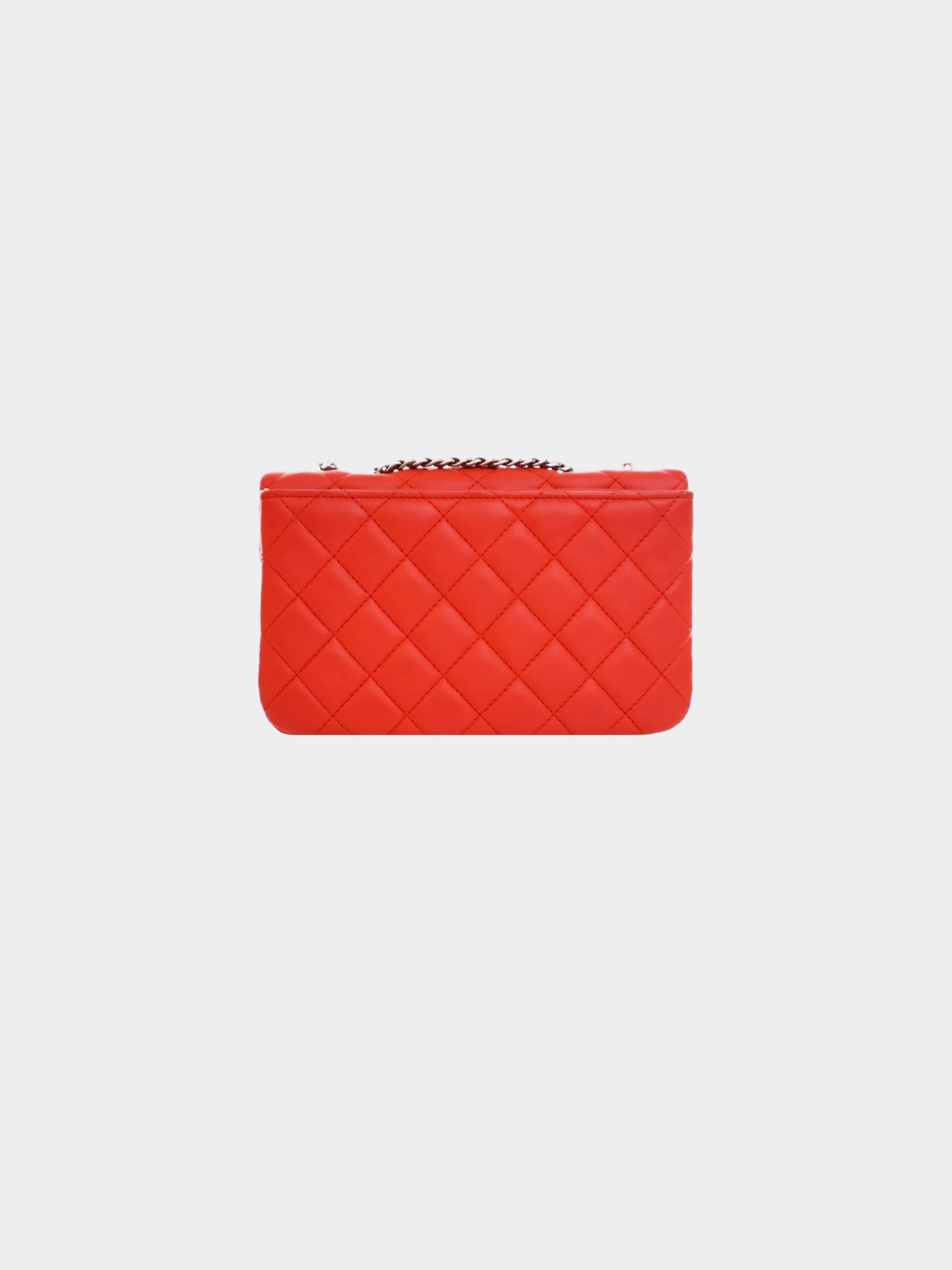 Chanel 2014 Red Lambskin 3 Accordion Small Flap Bag - Image 2