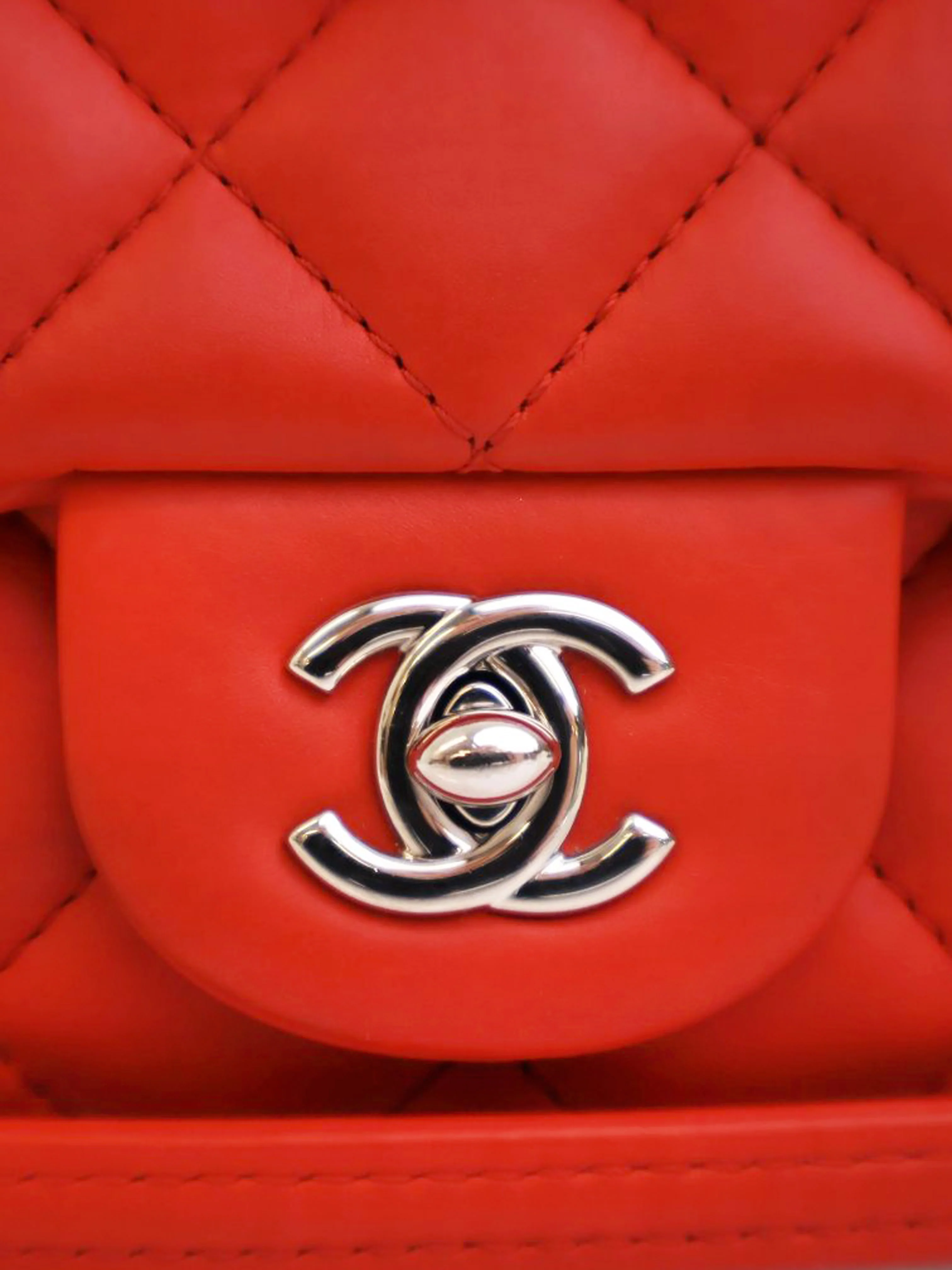 Chanel 2014 Red Lambskin 3 Accordion Small Flap Bag - Image 4