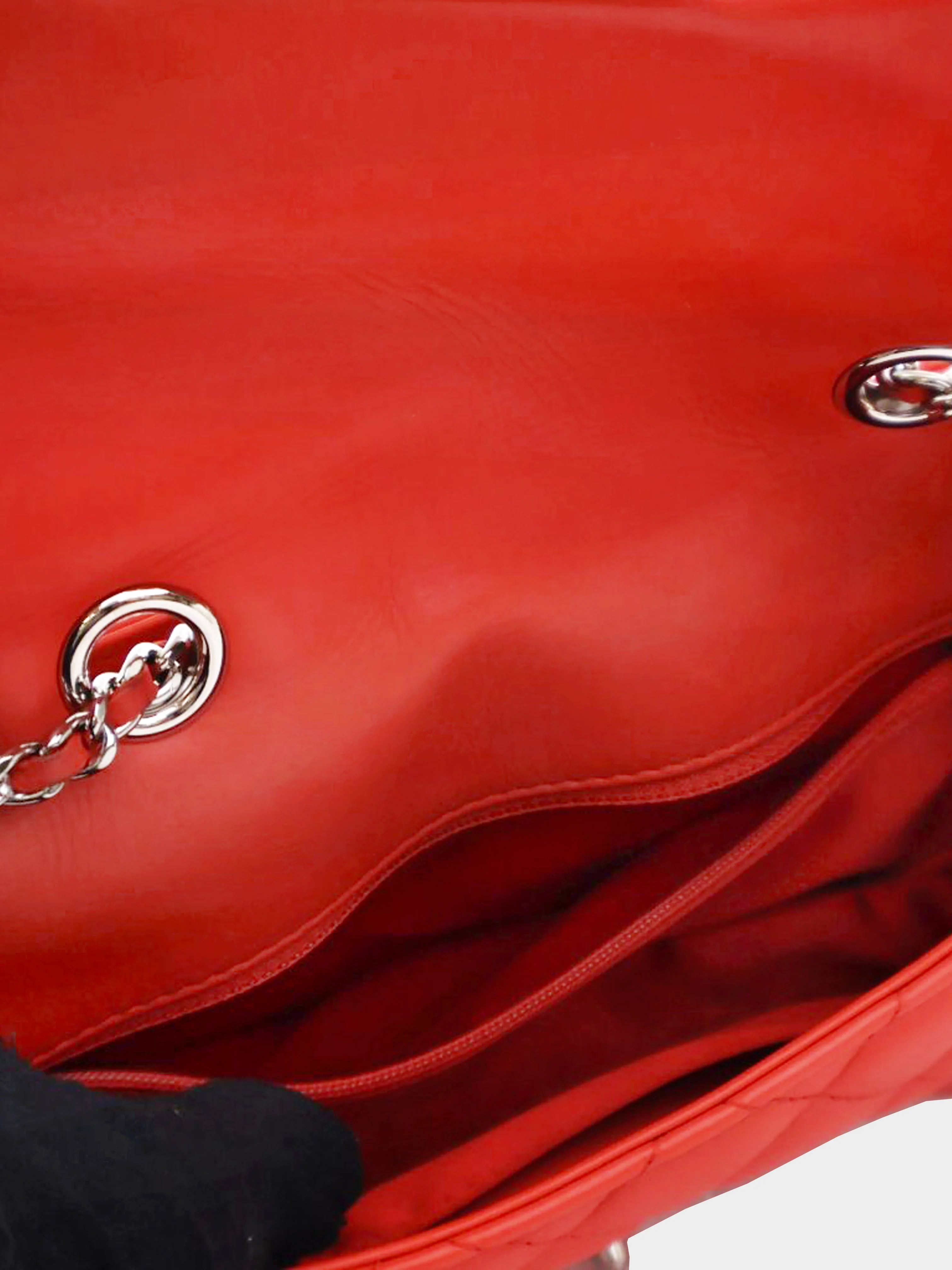 Chanel 2014 Red Lambskin 3 Accordion Small Flap Bag - Image 5