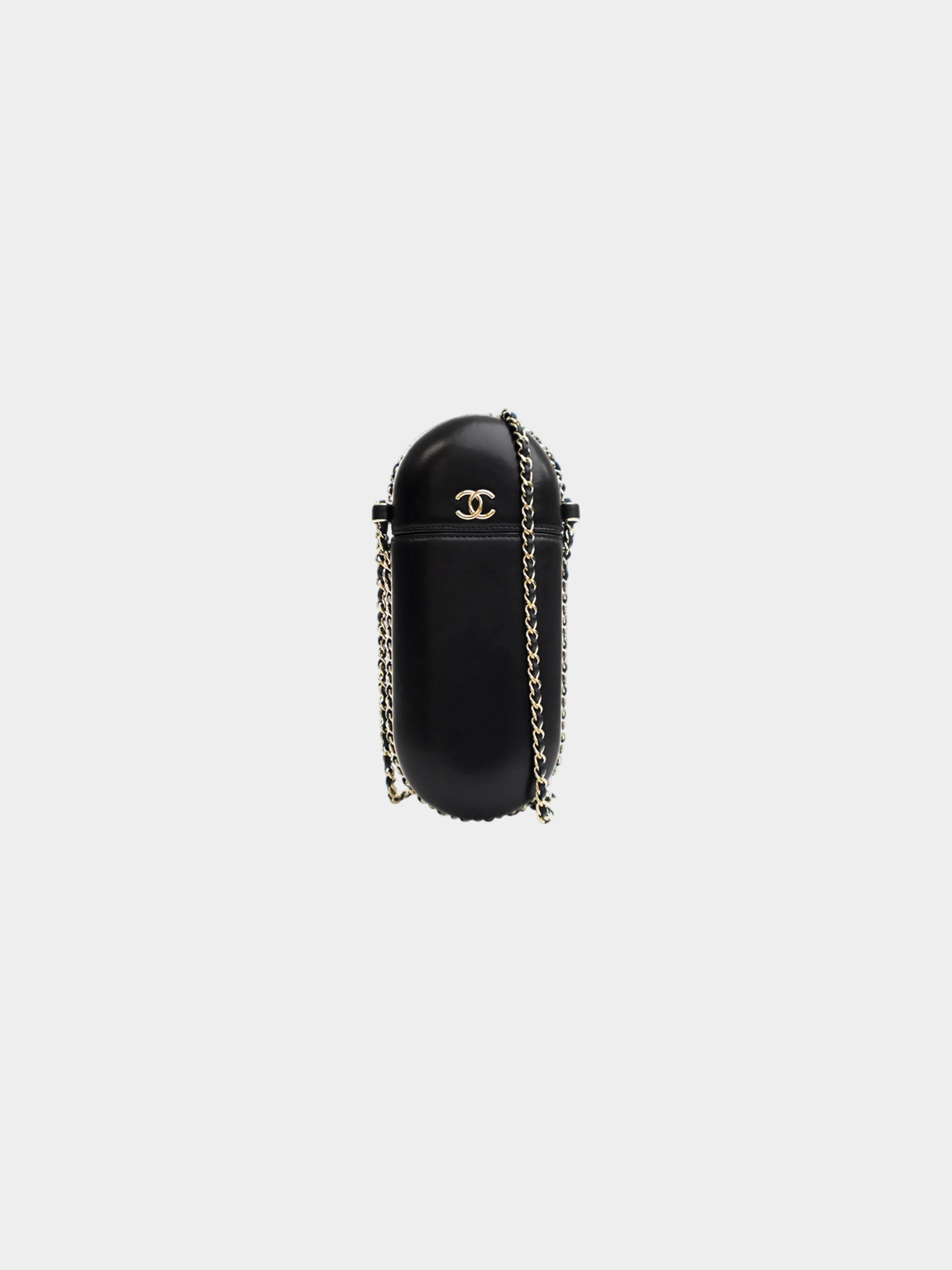 Chanel 2015-2016 Black Lambskin Chain Around Phone Holder