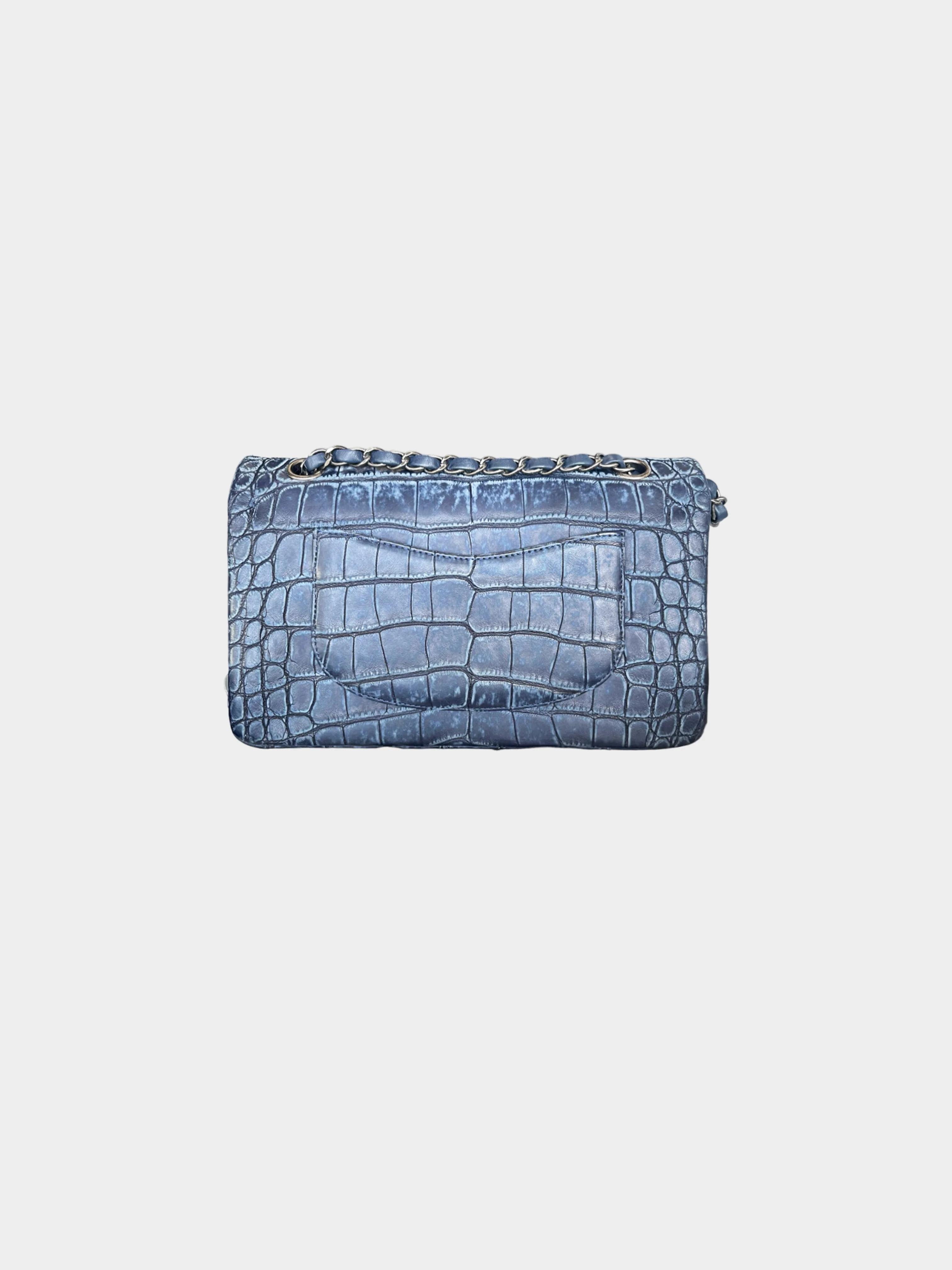 Chanel 2015 Blue Exotic Alligator Medium Classic Double Flap Bag - Image 2
