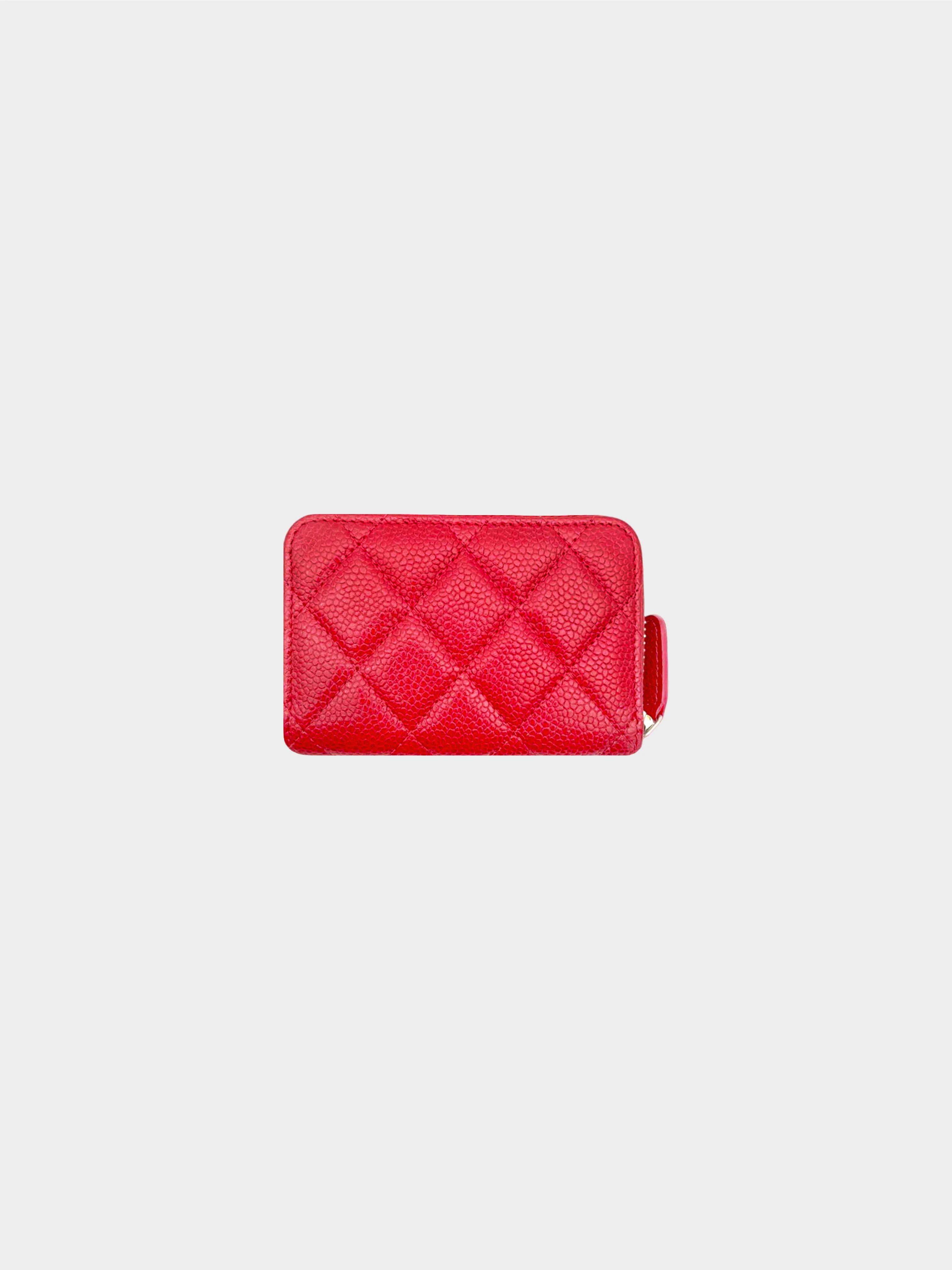 Chanel 2015 Red Matelasse Caviar Skin Coin Case - Image 2