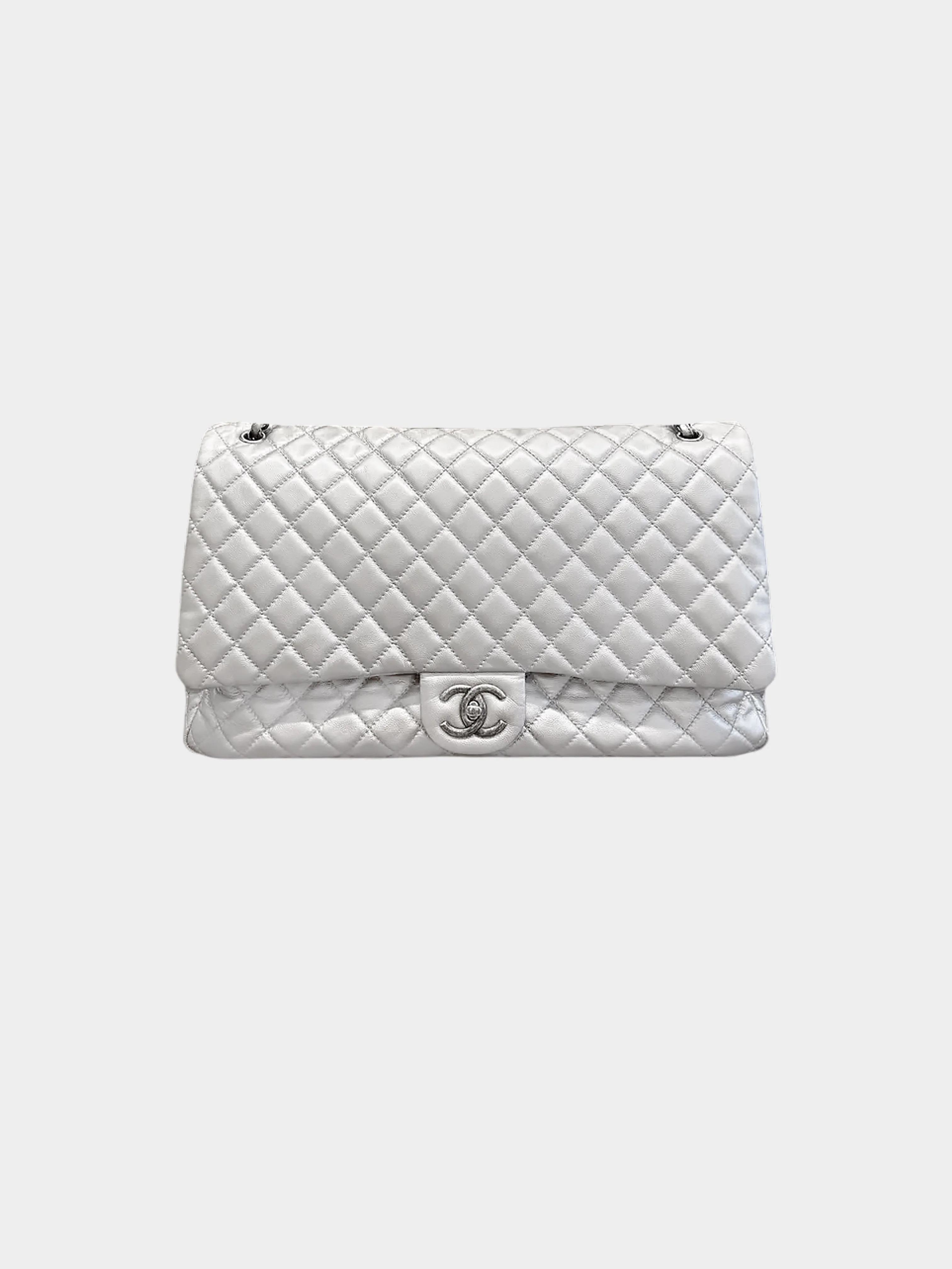 Chanel 2016-2017 Silver Caviar Quilted XXL Travel Flap Bag
