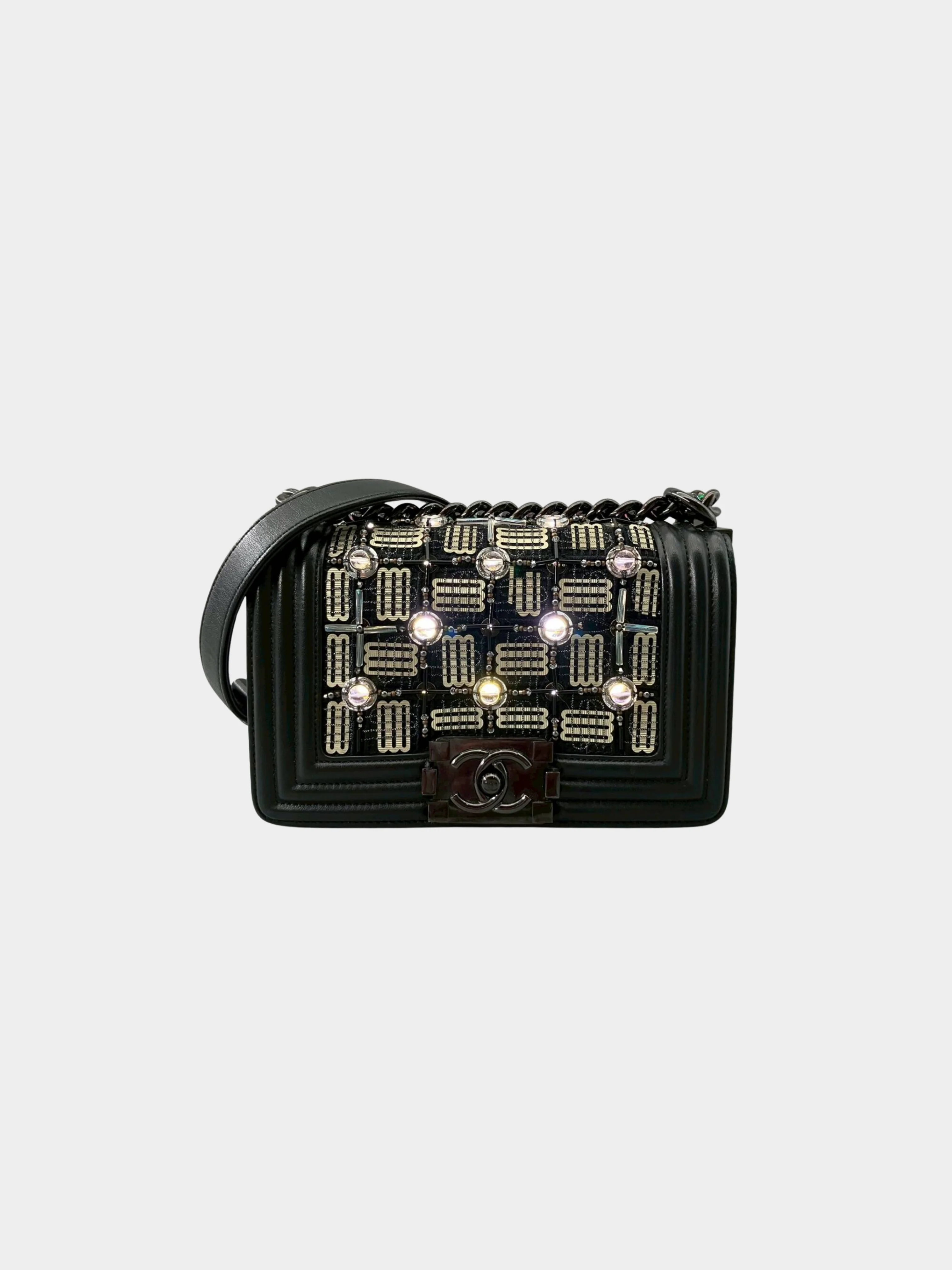 Chanel 2017 Black Leather LED Light Shoulder Bag - Image 2