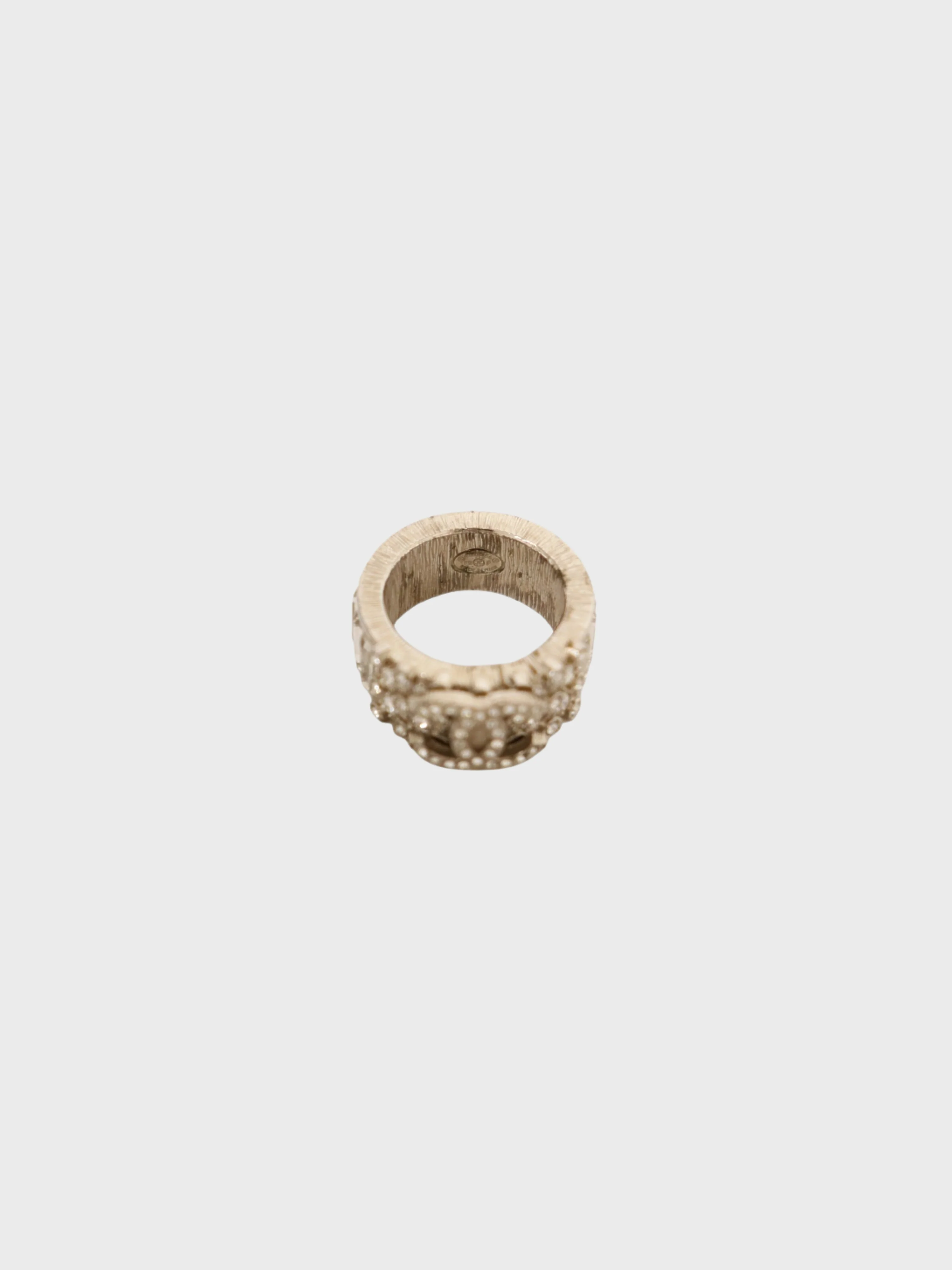 Chanel 2018 Silver Plated Metal Coco Rhinestone Ring - Image 3