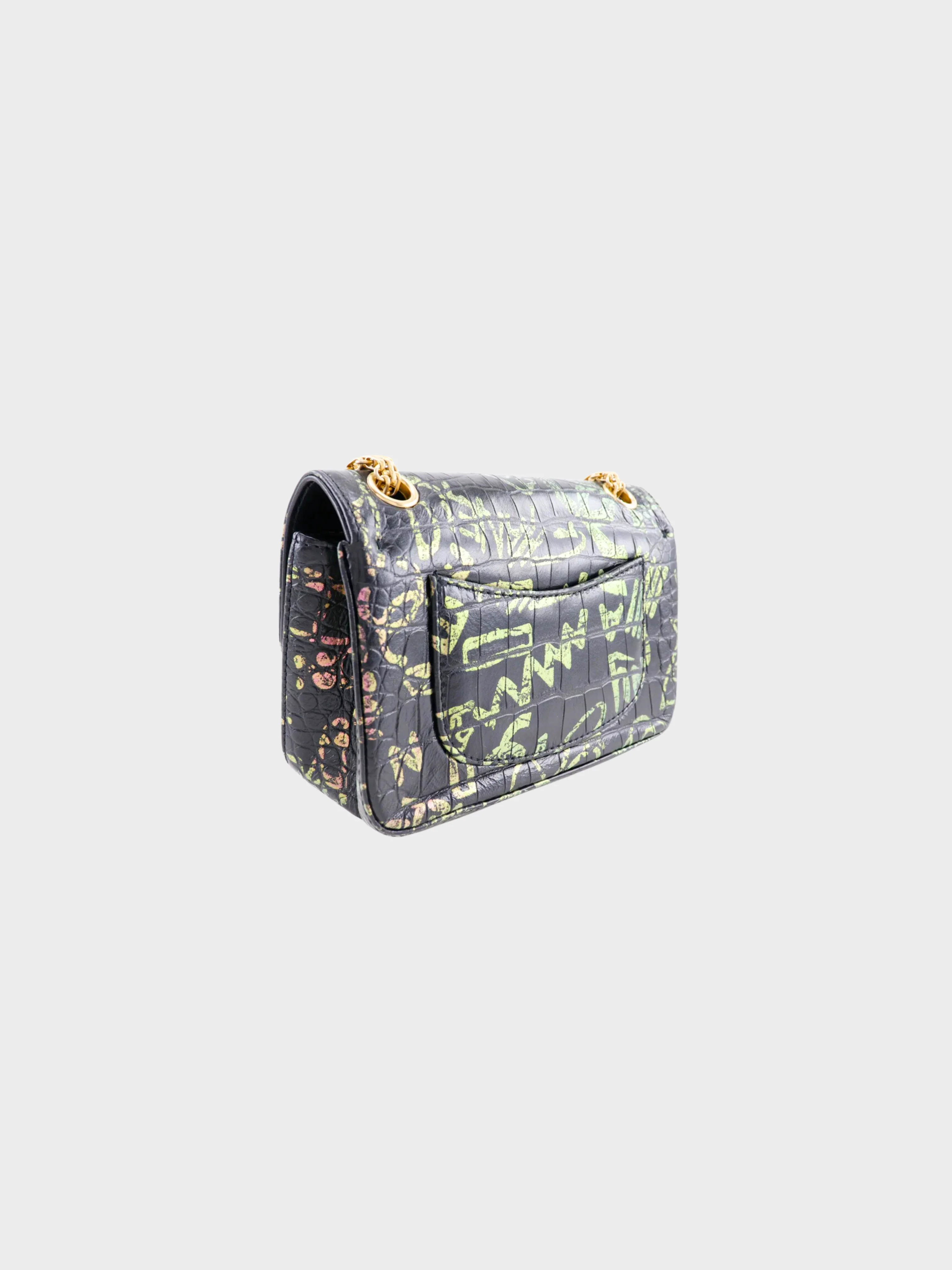 Chanel 2019 Black Leather Graffiti Chain Shoulder Bag - Image 3