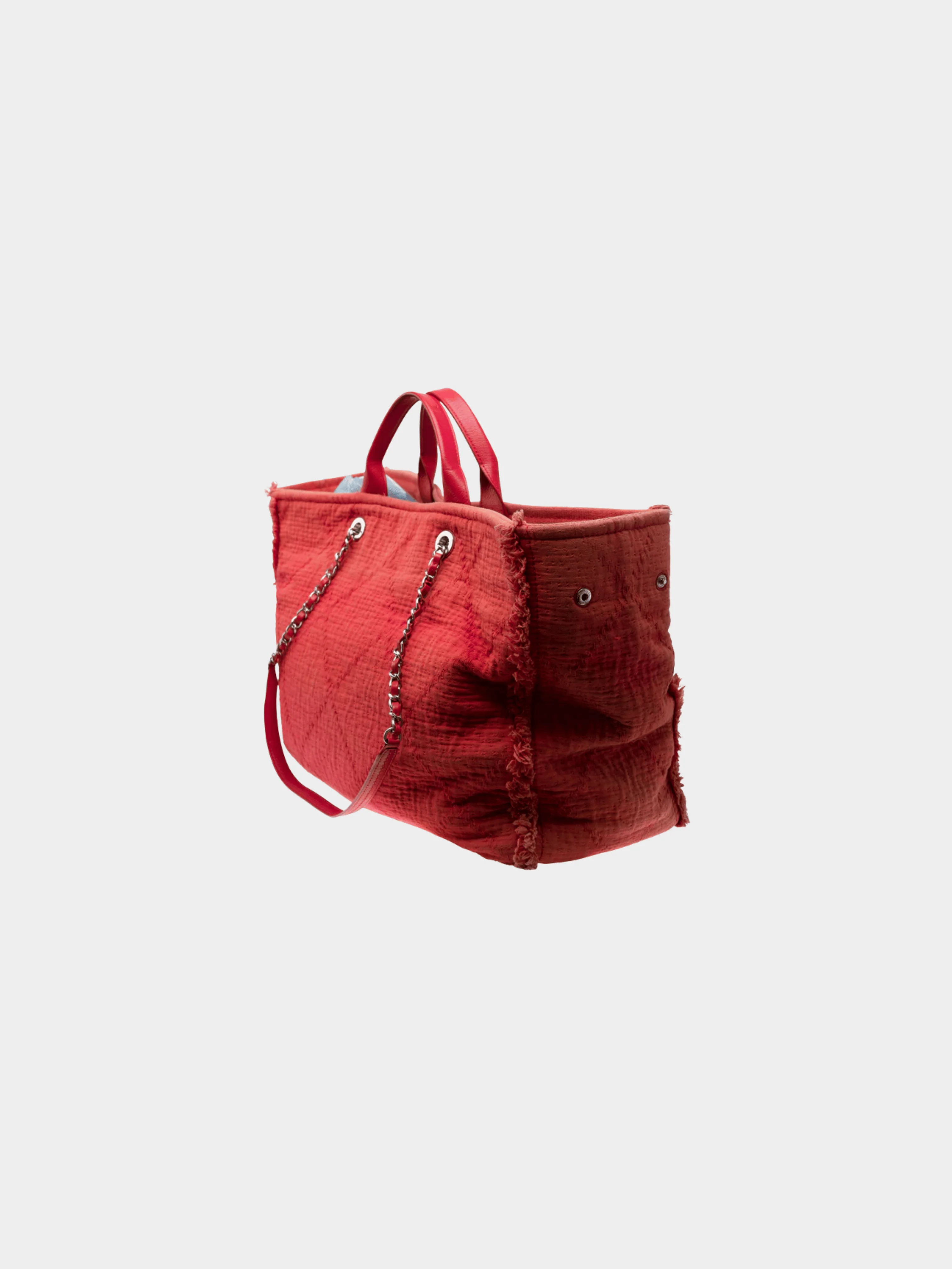 Chanel 2019 Red Orange Canvas Large Double Face Shopping Tote - Image 3
