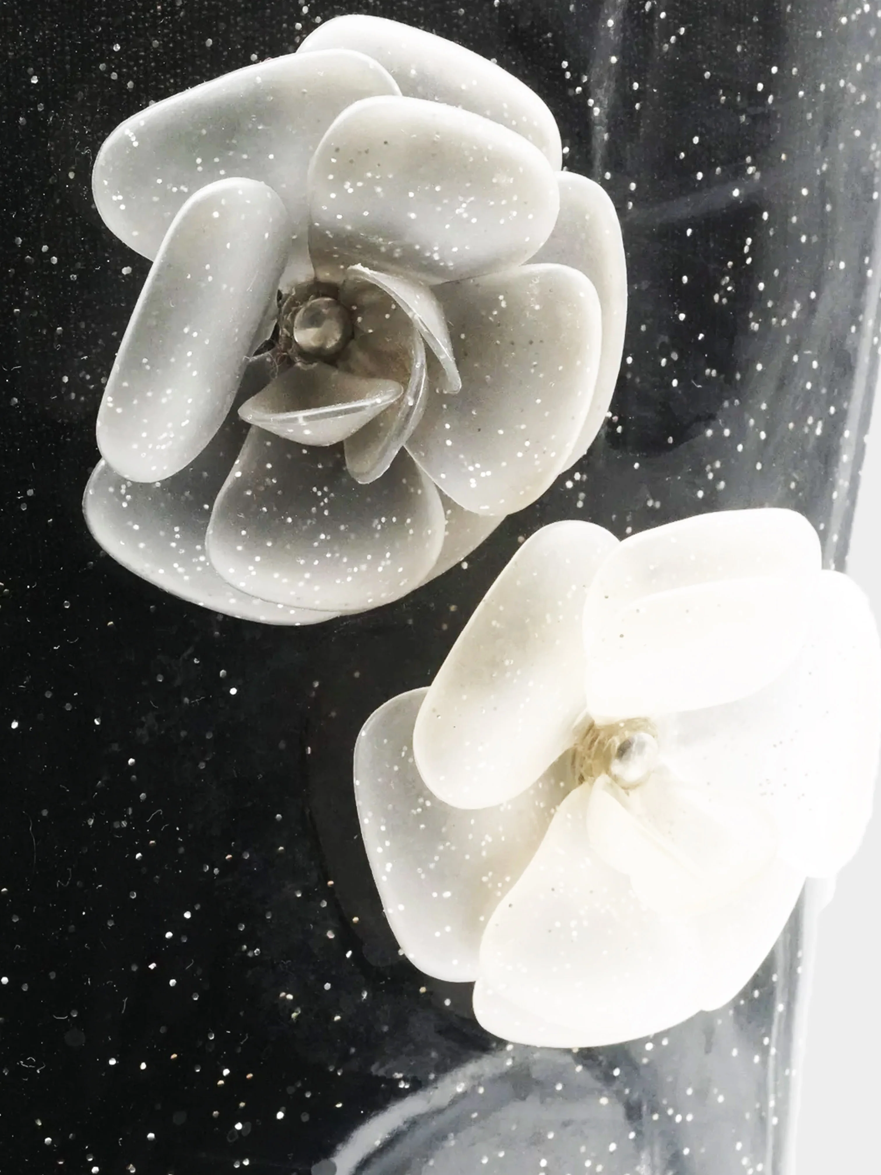 Chanel 2020 Black Glitter Rain Boots with Camellia Flowers - Image 4