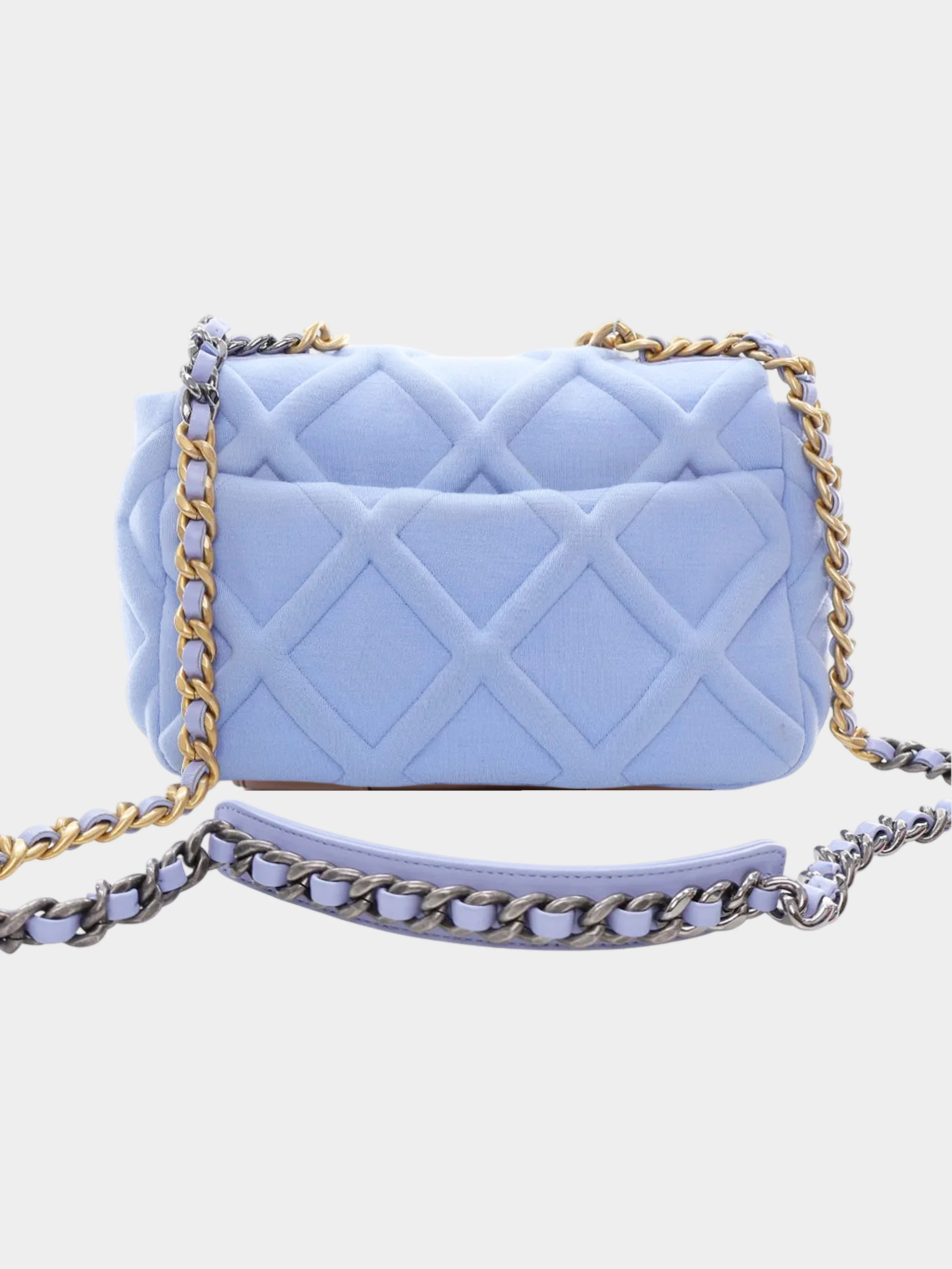 Chanel 2020 Blue Jersey Quilted Medium  19' Flap Bag - Image 2