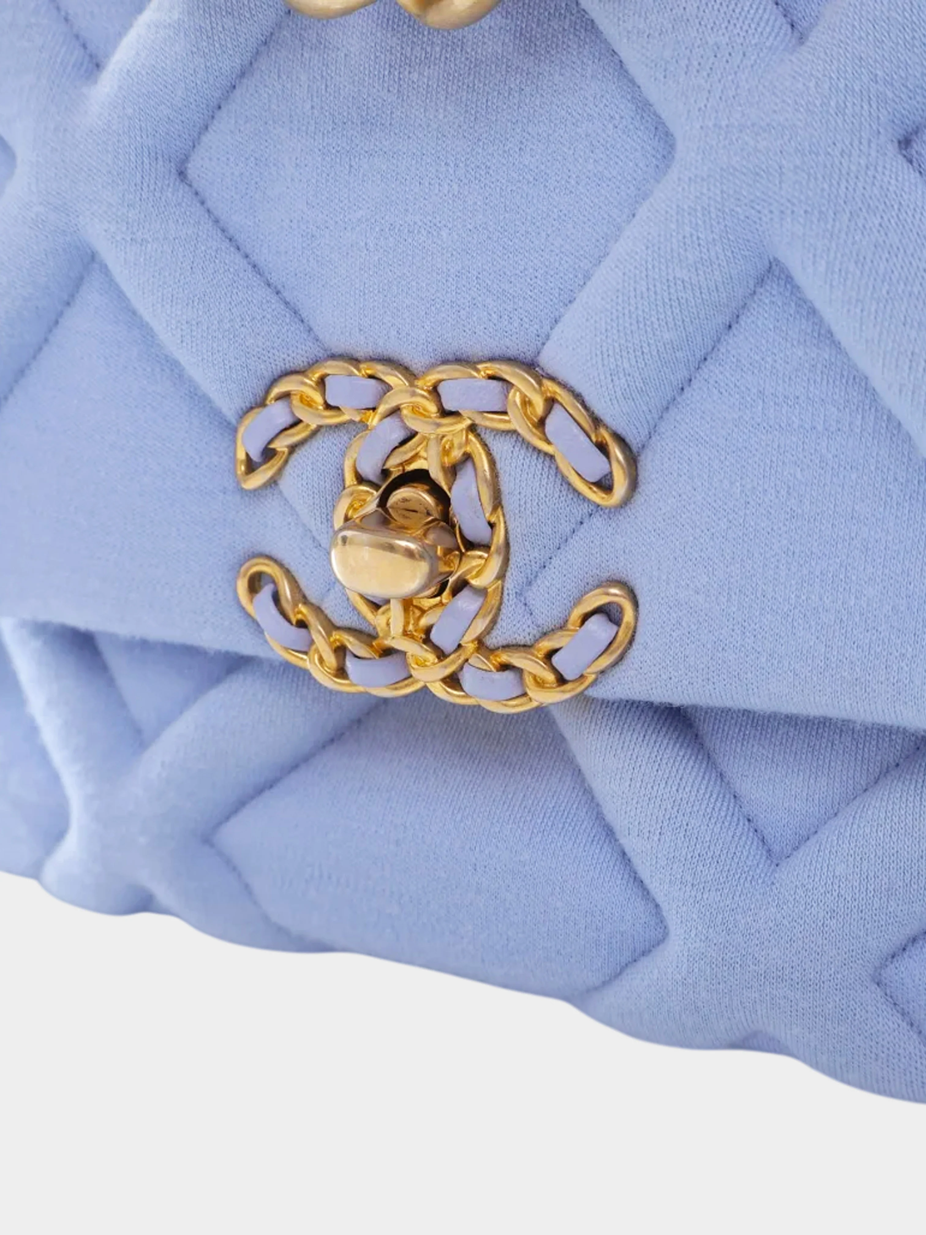 Chanel 2020 Blue Jersey Quilted Medium  19' Flap Bag - Image 4