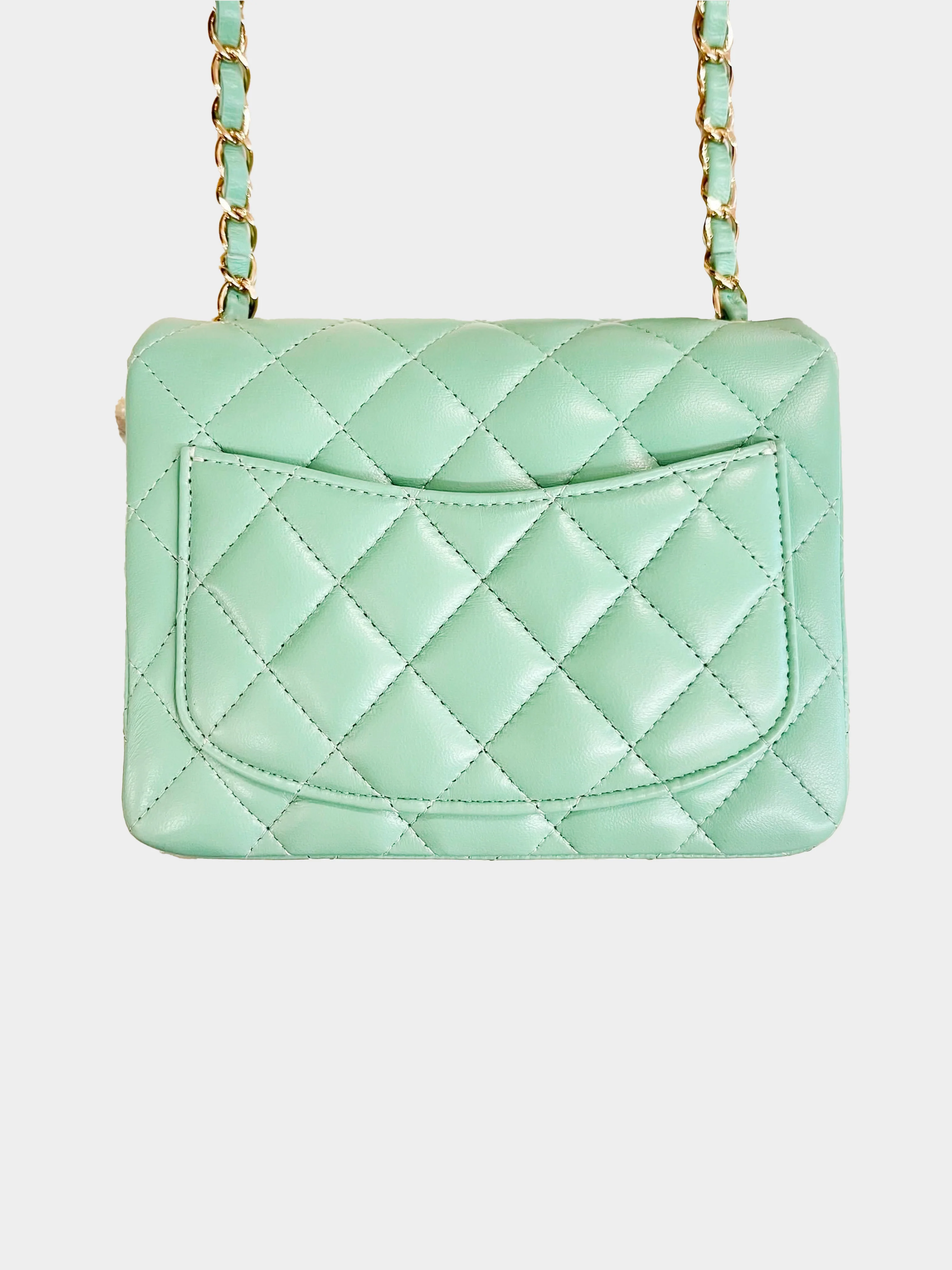 Chanel 2020 Pistachio Lambskin Mini Flap Bag - Image 2