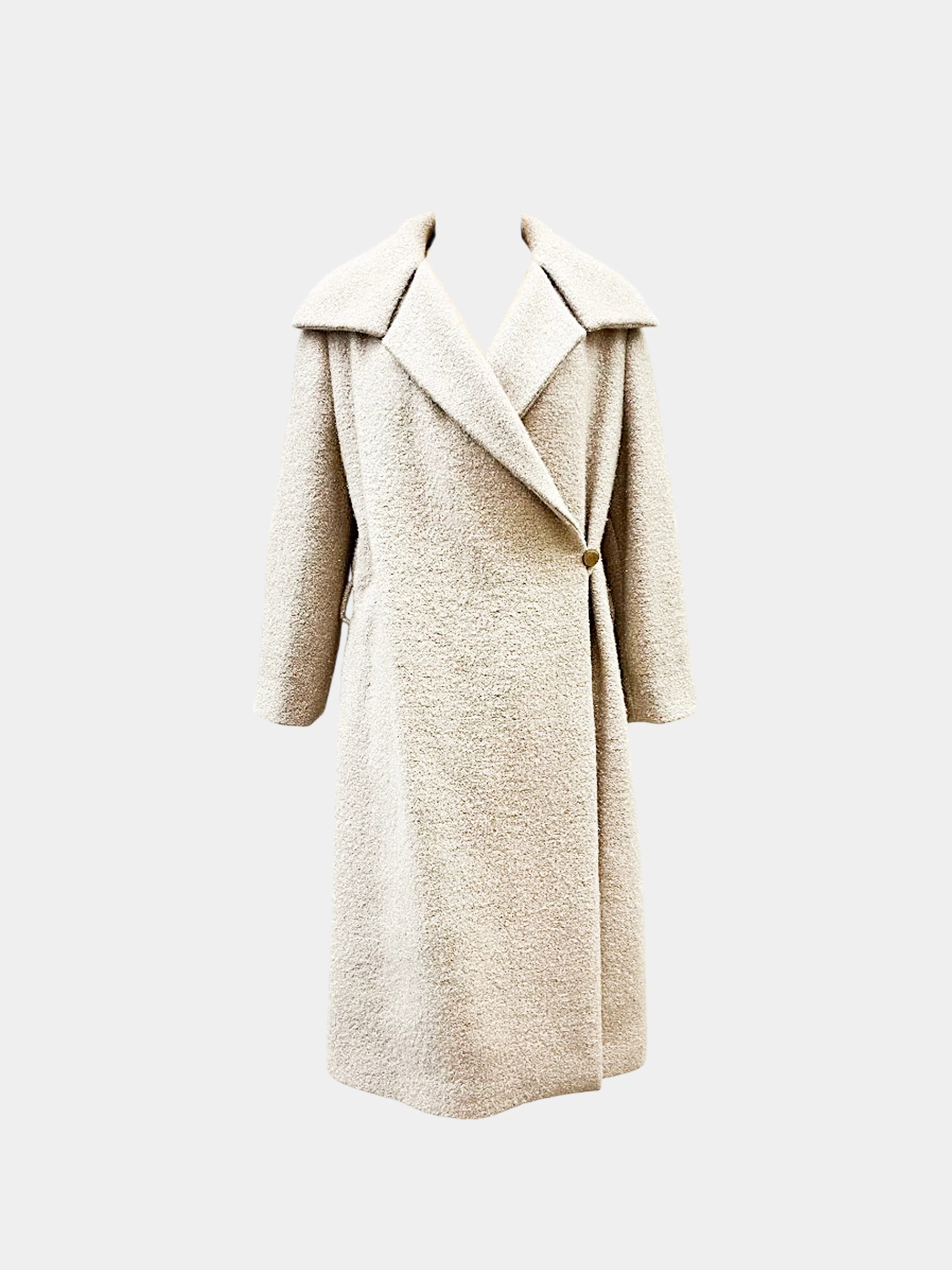 Chanel 2020s Beige Tinsel Wool Belted Coat - Image 2